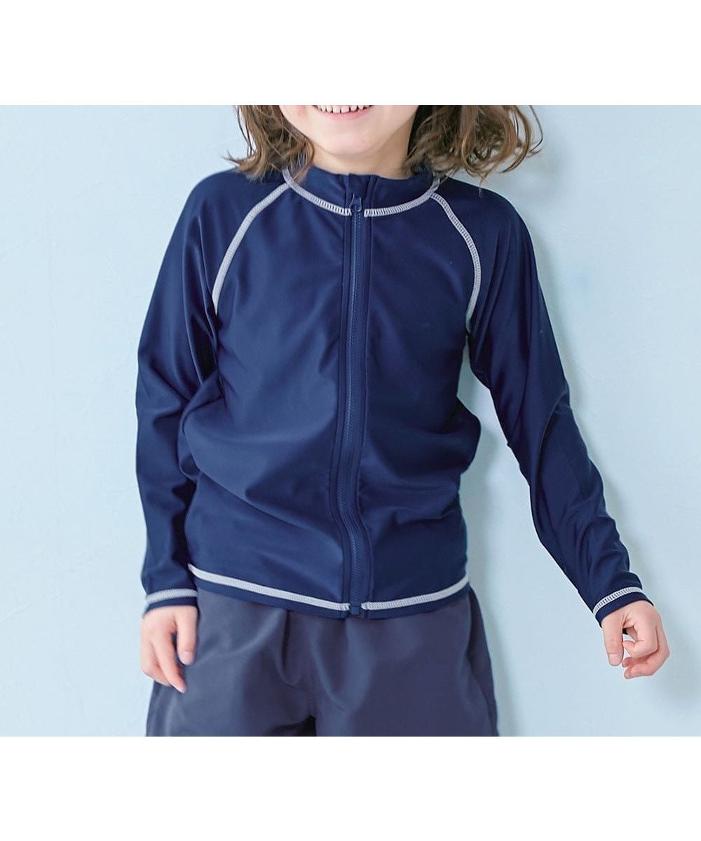【デビロック/devirock / KIDS】のUVカット スクール用 長袖ジップラッシュガード 子供服 キッズ 男の子 女の子 26SS インテリア・キッズ・メンズ・レディースファッション・服の通販 founy(ファニー) 　ファッション　Fashion　キッズファッション　Fashion for Kids　シンプル　Simple, Minimal　ストレッチ　Stretch, Stretchy Fabric　長袖　Long Sleeve, Full Sleeve　フィット　Fit, Slim Fit　水着　Swimsuit, Swimwear　2026年　2026　2026春夏・S/S　Spring/Summer 2026 SS26　002-ネイビー-ホワイト|ID: prp329100004960732 ipo3291000000037219952