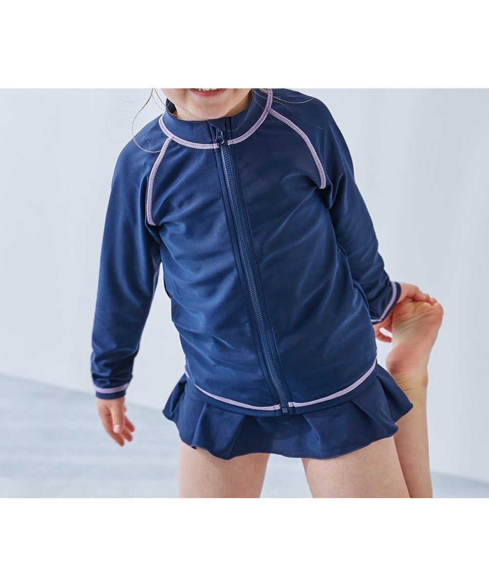 【デビロック/devirock / KIDS】のUVカット スクール用 長袖ジップラッシュガード 子供服 キッズ 男の子 女の子 26SS インテリア・キッズ・メンズ・レディースファッション・服の通販 founy(ファニー) 　ファッション　Fashion　キッズファッション　Fashion for Kids　シンプル　Simple, Minimal　ストレッチ　Stretch, Stretchy Fabric　長袖　Long Sleeve, Full Sleeve　フィット　Fit, Slim Fit　水着　Swimsuit, Swimwear　2026年　2026　2026春夏・S/S　Spring/Summer 2026 SS26　004-ネイビー-Sバイオレット|ID: prp329100004960732 ipo3291000000037219955
