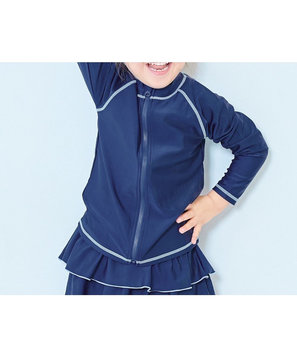 【デビロック/devirock / KIDS】のUVカット スクール用 長袖ジップラッシュガード 子供服 キッズ 男の子 女の子 26SS インテリア・キッズ・メンズ・レディースファッション・服の通販 founy(ファニー) 　ファッション　Fashion　キッズファッション　Fashion for Kids　シンプル　Simple, Minimal　ストレッチ　Stretch, Stretchy Fabric　長袖　Long Sleeve, Full Sleeve　フィット　Fit, Slim Fit　水着　Swimsuit, Swimwear　2026年　2026　2026春夏・S/S　Spring/Summer 2026 SS26　007-ネイビー-サックス|ID: prp329100004960732 ipo3291000000037219961