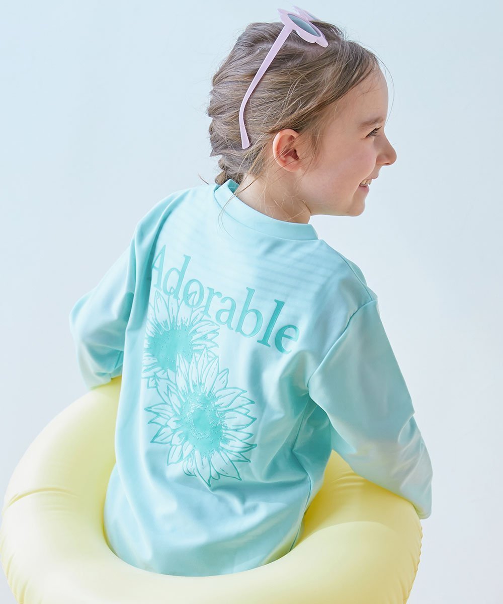 【デビロック/devirock / KIDS】のUVカット Tシャツ型 長袖ラッシュガード 子供服 キッズ 男の子 女の子 海 26SS インテリア・キッズ・メンズ・レディースファッション・服の通販 founy(ファウニー) 　ファッション　Fashion　キッズファッション　Fashion for Kids　ストレッチ　Stretch, Stretchy Fabric　長袖　Long Sleeve, Full Sleeve　フィット　Fit, Slim Fit　プリント　Print, Printed Pattern　2026年　2026　2026春夏・S/S　Spring/Summer 2026 SS26　004-フラワー-Sミント|ID: prp329100004960748 ipo3291000000037333958