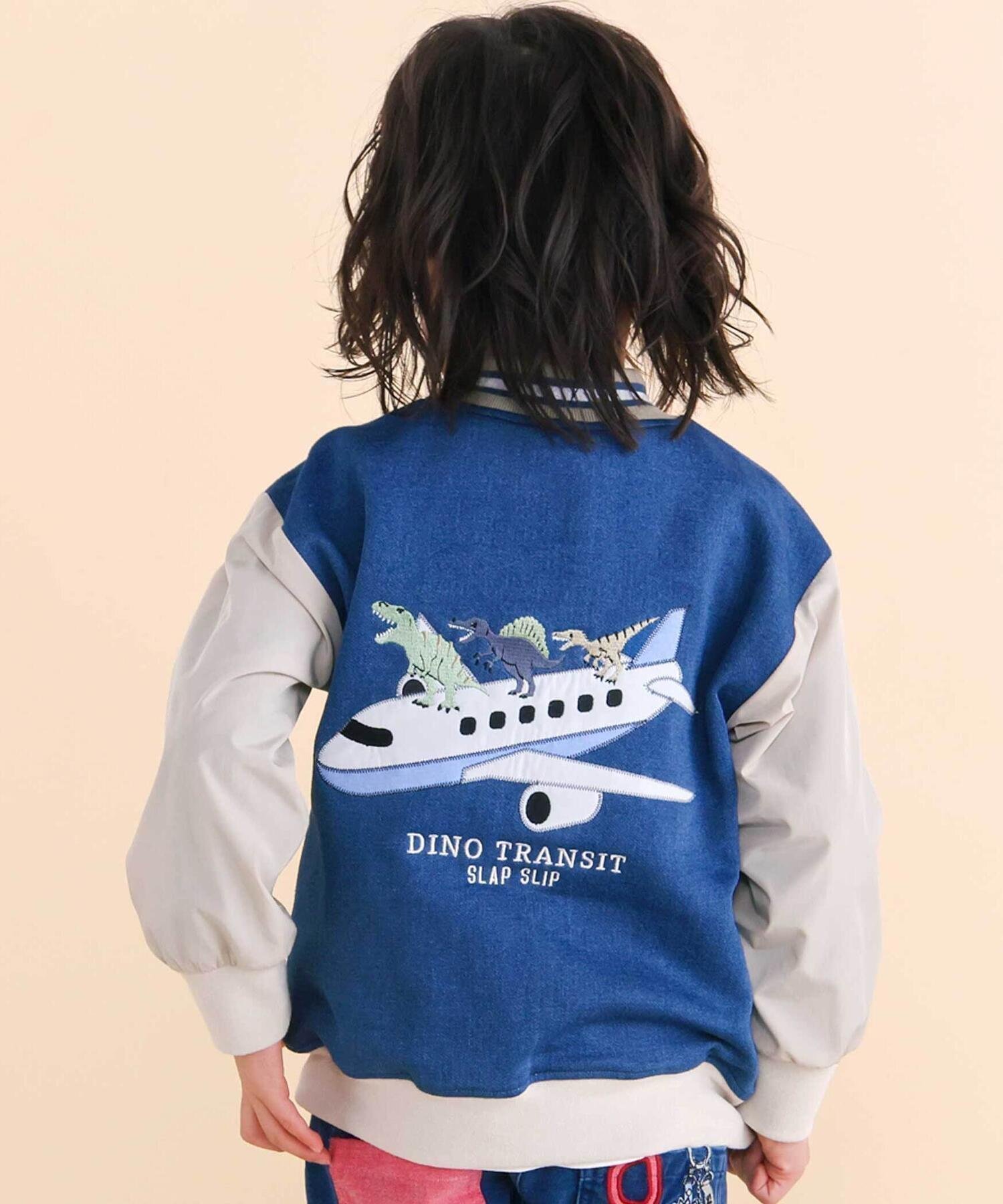 【ベベ オンライン ストア/BEBE ONLINE STORE / KIDS】の恐竜ロゴ刺しゅうデニム風ニットスタジャン(90~130cm) 人気、トレンドファッション・服の通販 founy(ファニー) 　ファッション　Fashion　キッズファッション　Fashion for Kids　インディゴ　Indigo Denim　春　Spring　コレクション　Collection, Seasonal Line　タフタ　Taffeta, Structured Fabric　デニム　Denim, Jeans Material　パッチ　Patch, Appliqué　フレンチ　French, French Style　フロント　Front, Front Design　ポケット　Pocket, Pocket Detail　モチーフ　Motif, Design Theme　S/S・春夏　SS, Spring/Summer, Warm Season　夏　Summer　エレガント 上品　Elegant　2026年　2026　2026春夏・S/S　Spring/Summer 2026 SS26　 other-1|ID: prp329100004960770 ipo3291000000037220164