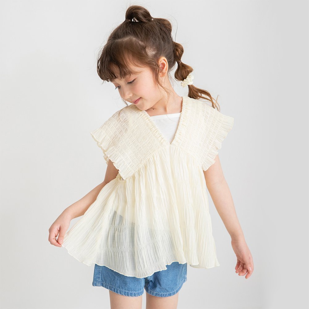 【ブランシェス/branshes / KIDS】のインナー付きシャーリングチュニック インテリア・キッズ・メンズ・レディースファッション・服の通販 founy(ファウニー) 　ファッション　Fashion　キッズファッション　Fashion for Kids　インナー　Innerwear　シアー　Sheer, See-Through　シャーリング　Shirring, Ruched　スクエア　Square, Square Shape　タンク　Tank Top, Sleeveless Top　チュニック　Tunic, Long Top　クリーム|ID: prp329100004960780 ipo3291000000037329212
