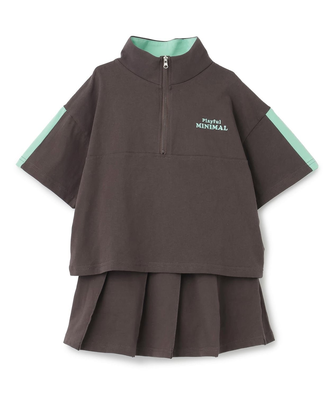 【ナルミヤ オンライン/NARUMIYA ONELINE / KIDS】の【即コーデ完成】【綿100%】ハーフジップ・スカパンセットアップ インテリア・キッズ・メンズ・レディースファッション・服の通販 founy(ファニー) 　ファッション　Fashion　キッズファッション　Fashion for Kids　セットアップ　Set-Up, Coordinated Outfit　チャコール|ID: prp329100004960783 ipo3291000000037220227