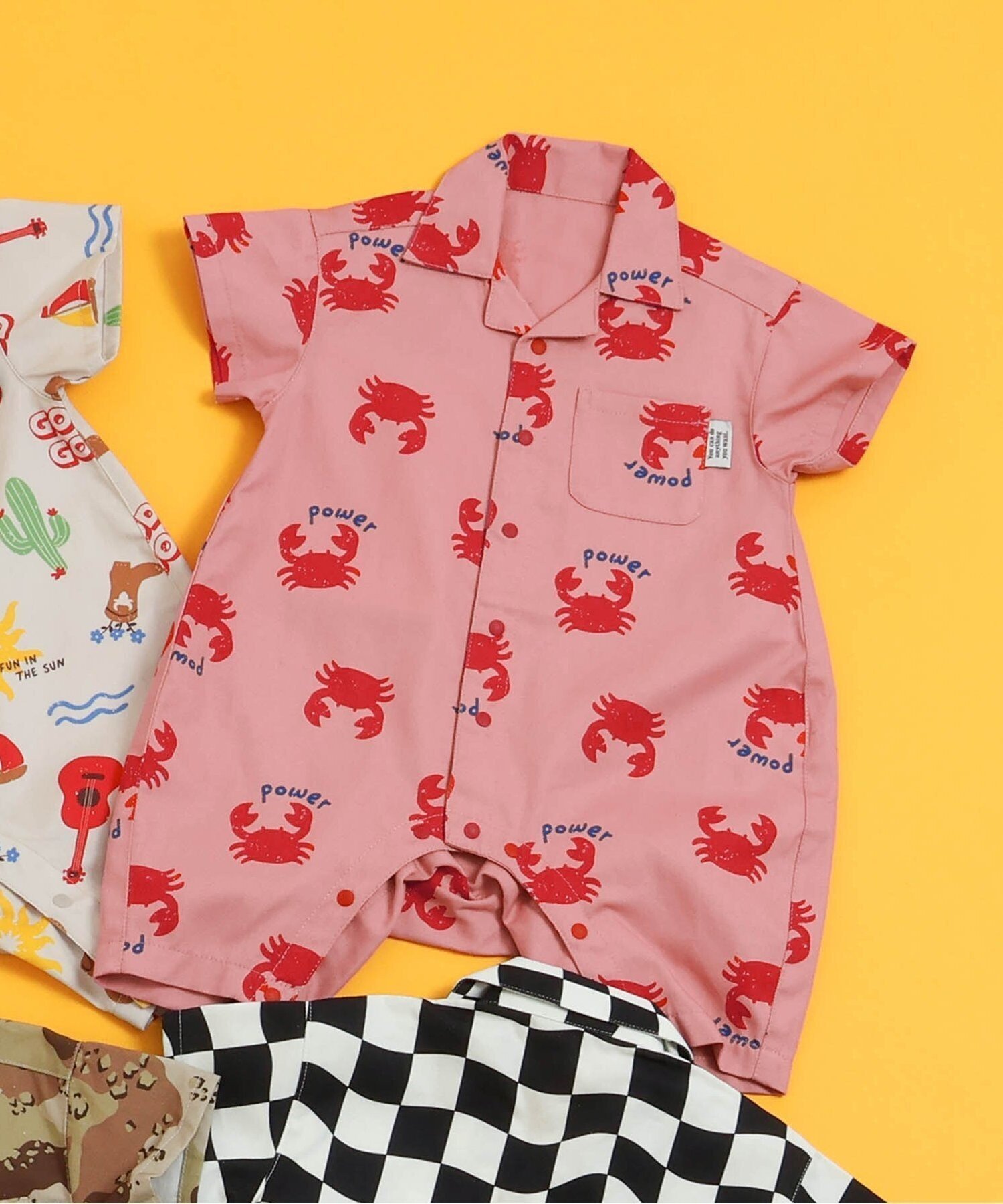 【エフオー オンラインストア/F.O.Online Store / KIDS】の【リンク】シェフシャツオール インテリア・キッズ・メンズ・レディースファッション・服の通販 founy(ファニー) 　ファッション　Fashion　キッズファッション　Fashion for Kids　おすすめ　Recommended / Our Picks　ギフト プレゼント　Gift / Present　プリント　Print, Printed Pattern　ロンパース　Romper, Jumpsuit　人気　Popular, Best Seller　ピンク|ID: prp329100004960824 ipo3291000000037220437