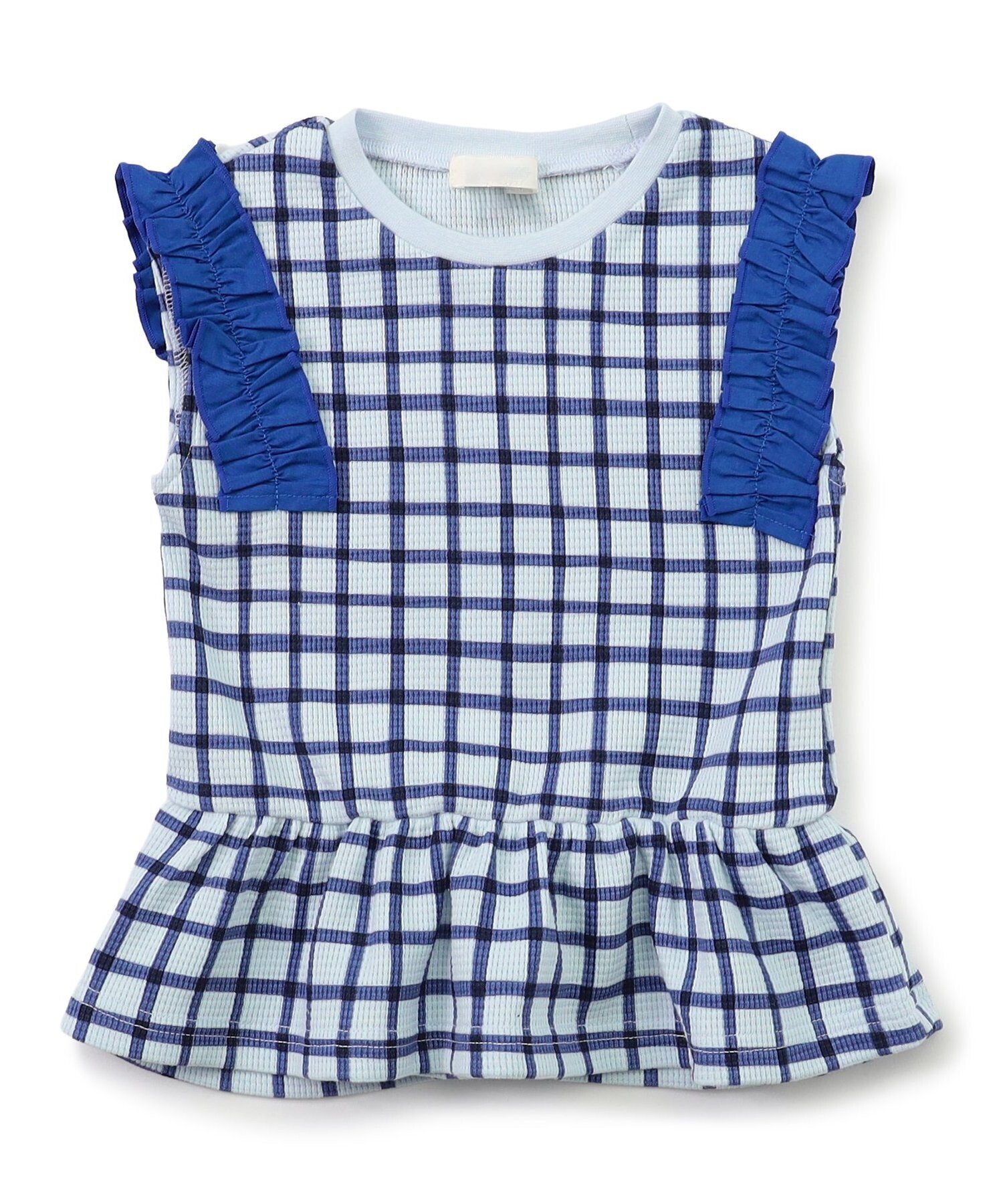 【エフオー オンラインストア/F.O.Online Store / KIDS】のWEB限定 袖フリルワッフルTシャツ インテリア・キッズ・メンズ・レディースファッション・服の通販 founy(ファニー) 　ファッション　Fashion　キッズファッション　Fashion for Kids　フリル　Frill, Ruffle　ワッフル　Waffle, Waffle Knit　半袖　Short Sleeve, Half Sleeve　サックス|ID: prp329100004960829 ipo3291000000037220456