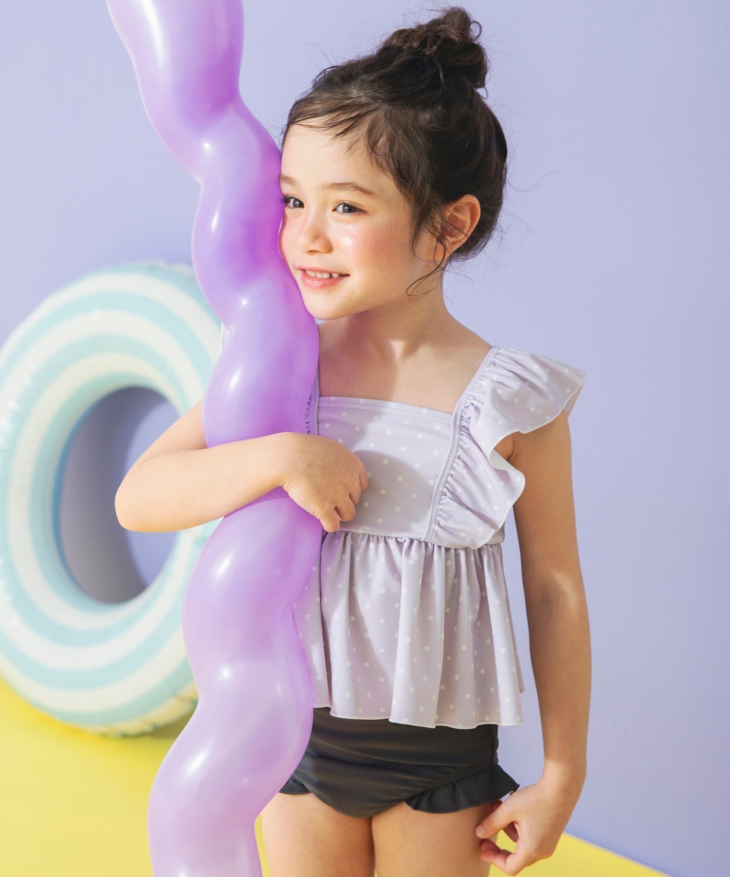 【ブランシェス/branshes / KIDS】の【水着 / SWIM】フリルタンキニ インテリア・キッズ・メンズ・レディースファッション・服の通販 founy(ファニー) 　ファッション　Fashion　キッズファッション　Fashion for Kids　セパレート　Separate, Two-Piece　フリル　Frill, Ruffle　人気　Popular, Best Seller　水着　Swimsuit, Swimwear　無地　Plain, Solid Color　パープル|ID: prp329100004960866 ipo3291000000037220615