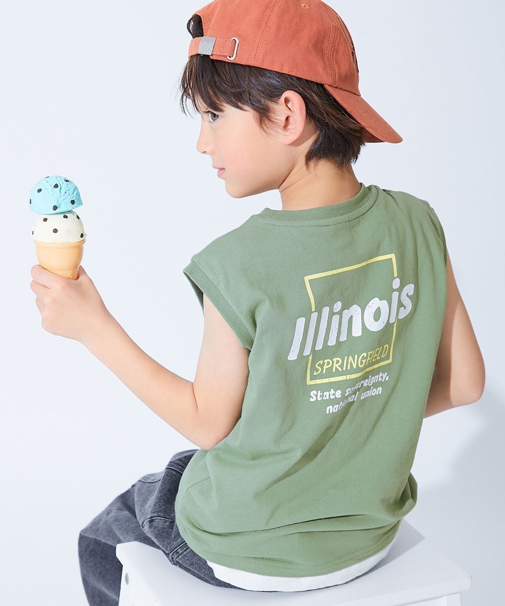 【デビロック/devirock / KIDS】の綿100% デビラボ BIGシルエット プリントタンクトップ 子供服 キッズ 男の子 26SS インテリア・キッズ・メンズ・レディースファッション・服の通販 founy(ファニー) 　ファッション　Fashion　キッズファッション　Fashion for Kids　タンク　Tank Top, Sleeveless Top　ハーフ　Half, Half-Length　プリント　Print, Printed Pattern　おすすめ　Recommended / Our Picks　夏　Summer　2026年　2026　2026春夏・S/S　Spring/Summer 2026 SS26　005-ロゴ4-クリームグリーン|ID: prp329100004960924 ipo3291000000037220921