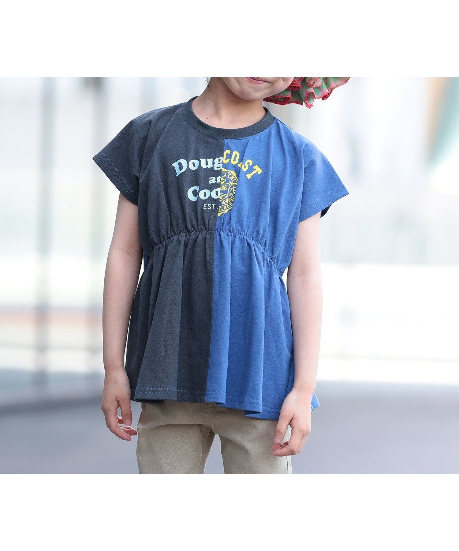 【ビームス ミニ/BEAMS mini / KIDS】のツートン ギャザー Tシャツ 2026SS (90~140cm) 子供服 夏物 プチプラ インテリア・キッズ・メンズ・レディースファッション・服の通販 founy(ファニー) 　ファッション　Fashion　キッズファッション　Fashion for Kids　ギャザー　Gathered, Ruffled　ドッキング　Docking, Mixed Material　バランス　Balance, Style Balance　フレア　Flare, Flared　ベーシック　Basic, Essential　プチプライス・低価格　Affordable / Budget Price　夏　Summer　2026年　2026　2026春夏・S/S　Spring/Summer 2026 SS26　BLUE×CHARCOAL|ID: prp329100004960979 ipo3291000000037221182