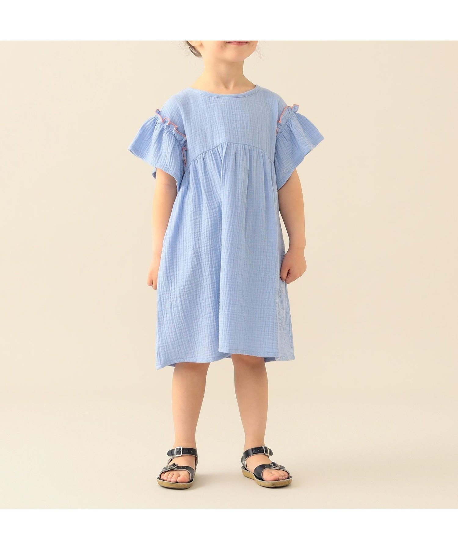 【ビームス ミニ/BEAMS mini / KIDS】の【WEB限定】モスリン ギャザー ワンピース 2026SS(90~140cm) 子供服 まとめ買い 外遊び キッズ 配色 お着換え 旅行 インテリア・キッズ・メンズ・レディースファッション・服の通販 founy(ファニー) 　ファッション　Fashion　キッズファッション　Fashion for Kids　ワンピース　Dresses　ギャザー　Gathered, Ruffled　スリーブ　Sleeve, Long Sleeve / Short Sleeve　バランス　Balance, Style Balance　フリル　Frill, Ruffle　ベーシック　Basic, Essential　リラックス　Relax, Relaxed Fit　旅行　Travel　2026年　2026　2026春夏・S/S　Spring/Summer 2026 SS26　SAXE|ID: prp329100004961009 ipo3291000000037221335