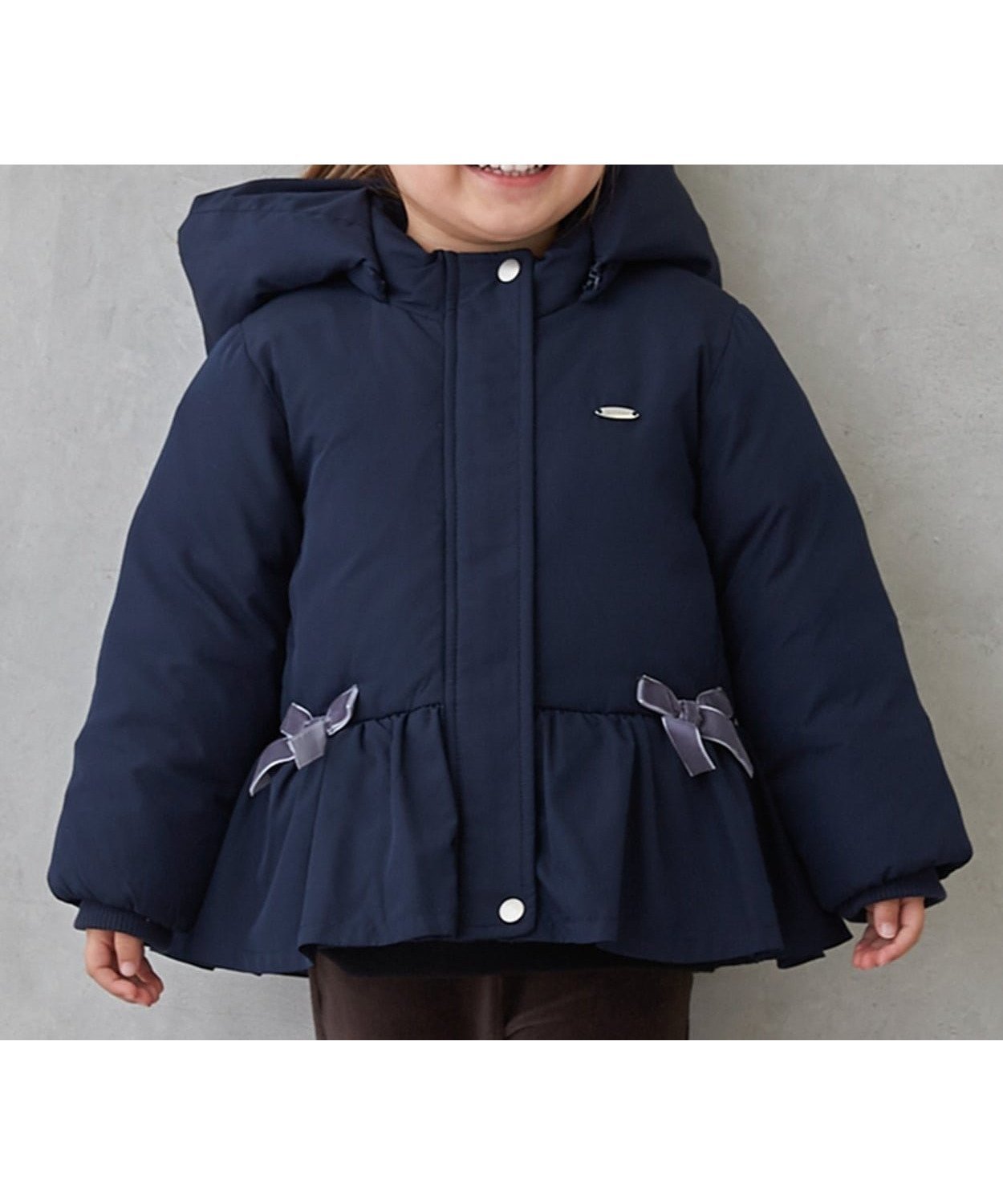 【ナルミヤ オンライン/NARUMIYA ONELINE / KIDS】の【あったか】ペプラムダウンジャケット インテリア・キッズ・メンズ・レディースファッション・服の通販 founy(ファニー) 　ファッション　Fashion　キッズファッション　Fashion for Kids　アウター　Coat Outerwear /Kids　ギャザー　Gathered, Ruffled　ジップ　Zip, Zipper　ジャケット　Jacket, Outerwear　ダウン　Down, Puffer　ベロア　Velour, Soft Velvet　ペプラム　Peplum, Flared Hem　ポケット　Pocket, Pocket Detail　ラベンダー　Lavender　リボン　Ribbon, Bow　紺|ID: prp329100004961098 ipo3291000000037221813