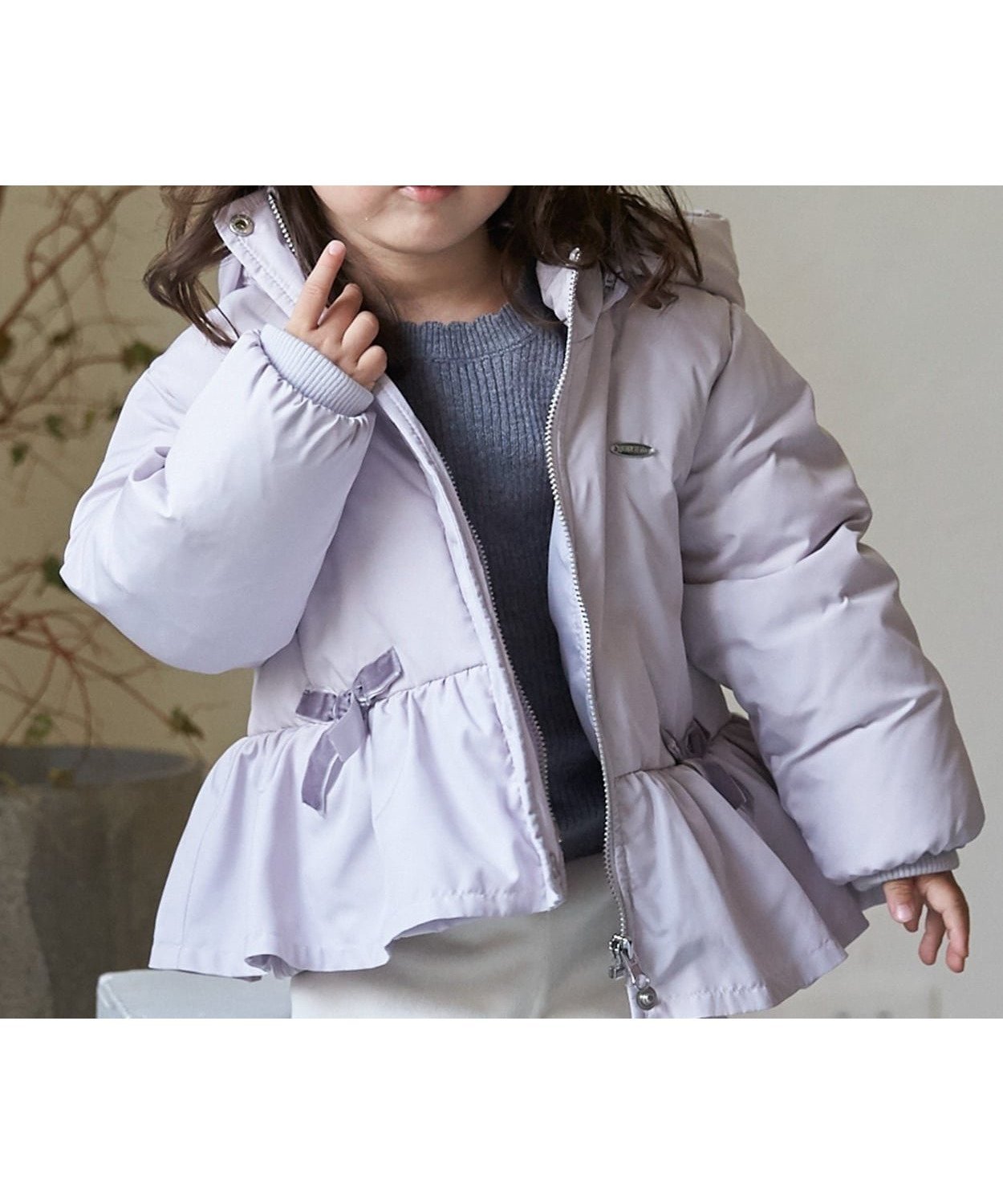 【ナルミヤ オンライン/NARUMIYA ONELINE / KIDS】の【あったか】ペプラムダウンジャケット インテリア・キッズ・メンズ・レディースファッション・服の通販 founy(ファニー) 　ファッション　Fashion　キッズファッション　Fashion for Kids　アウター　Coat Outerwear /Kids　ギャザー　Gathered, Ruffled　ジップ　Zip, Zipper　ジャケット　Jacket, Outerwear　ダウン　Down, Puffer　ベロア　Velour, Soft Velvet　ペプラム　Peplum, Flared Hem　ポケット　Pocket, Pocket Detail　ラベンダー　Lavender　リボン　Ribbon, Bow　ラベンダー|ID: prp329100004961098 ipo3291000000037221816