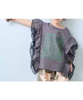 【チャオパニックティピー/CIAOPANIC TYPY / KIDS】の【KIDS】ドッキングチュールフリルメッセージロゴTEE 人気、トレンドファッション・服の通販 founy(ファニー) ファッション Fashion キッズファッション Fashion for Kids ガーリー Girly, Feminine Style シンプル Simple, Minimal チュール Tulip, Tulip Motif デニム Denim, Jeans Material ドッキング Docking, Mixed Material バランス Balance, Style Balance フロント Front, Front Design レギンス Leggings, Stretch Pants おすすめ Recommended / Our Picks |ID:prp329100004961165