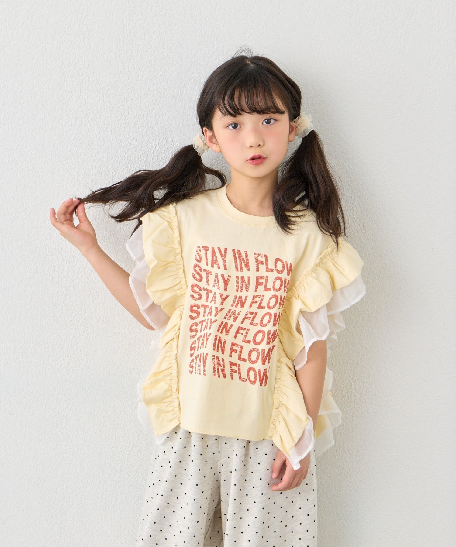 【チャオパニックティピー/CIAOPANIC TYPY / KIDS】の【KIDS】ドッキングチュールフリルメッセージロゴTEE インテリア・キッズ・メンズ・レディースファッション・服の通販 founy(ファニー) 　ファッション　Fashion　キッズファッション　Fashion for Kids　ガーリー　Girly, Feminine Style　シンプル　Simple, Minimal　チュール　Tulip, Tulip Motif　デニム　Denim, Jeans Material　ドッキング　Docking, Mixed Material　バランス　Balance, Style Balance　フロント　Front, Front Design　レギンス　Leggings, Stretch Pants　おすすめ　Recommended / Our Picks　アイボリー|ID: prp329100004961165 ipo3291000000037222141