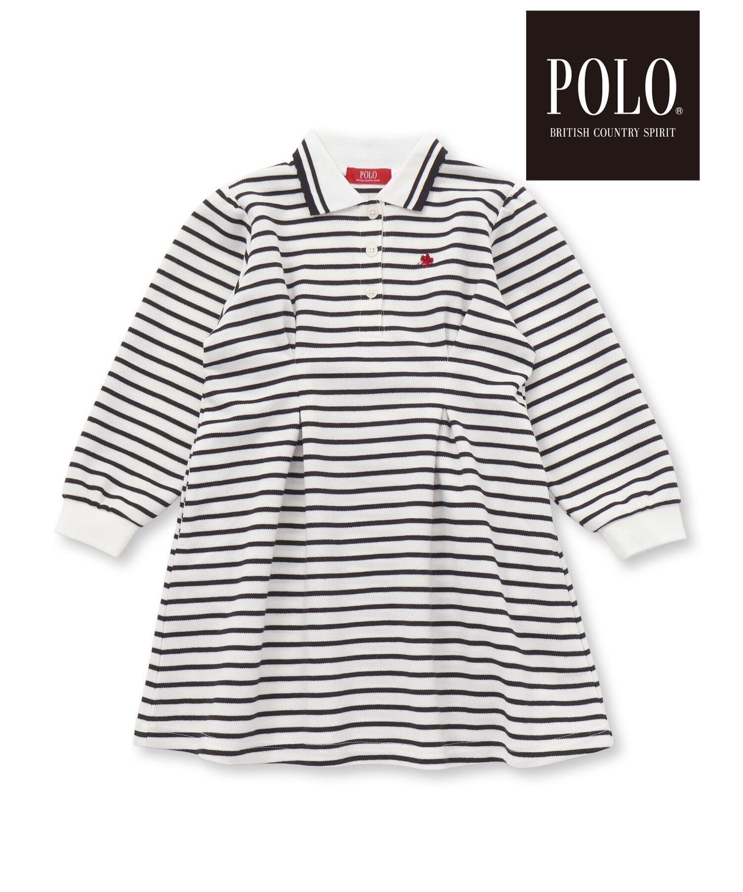 【ベベ オンライン ストア/BEBE ONLINE STORE / KIDS】の【POLO BCS(ポロ・ビーシーエス)*SLAP SLIPコラボ】【お揃い】無地ボーダーライン襟ポロシャツワンピース(80~130cm) インテリア・キッズ・メンズ・レディースファッション・服の通販 founy(ファニー) 　ファッション　Fashion　キッズファッション　Fashion for Kids　ワンピース　Dresses　春　Spring　ギャザー　Gathered, Ruffled　コラボ　Collaboration, Collab　スカラップ　Scallop, Scalloped Edge　スポーツ　Sports, Activewear　長袖　Long Sleeve, Full Sleeve　パーカー　Hoodie, Parka　フレンチ　French, French Style　ボーダー　Border, Stripe　ポロシャツ　Polo Shirt, Collared Tee　ミックス　Mix, Mixed Style　無地　Plain, Solid Color　S/S・春夏　SS, Spring/Summer, Warm Season　おすすめ　Recommended / Our Picks　夏　Summer　エレガント 上品　Elegant　ブラック系|ID: prp329100004961173 ipo3291000000037222174
