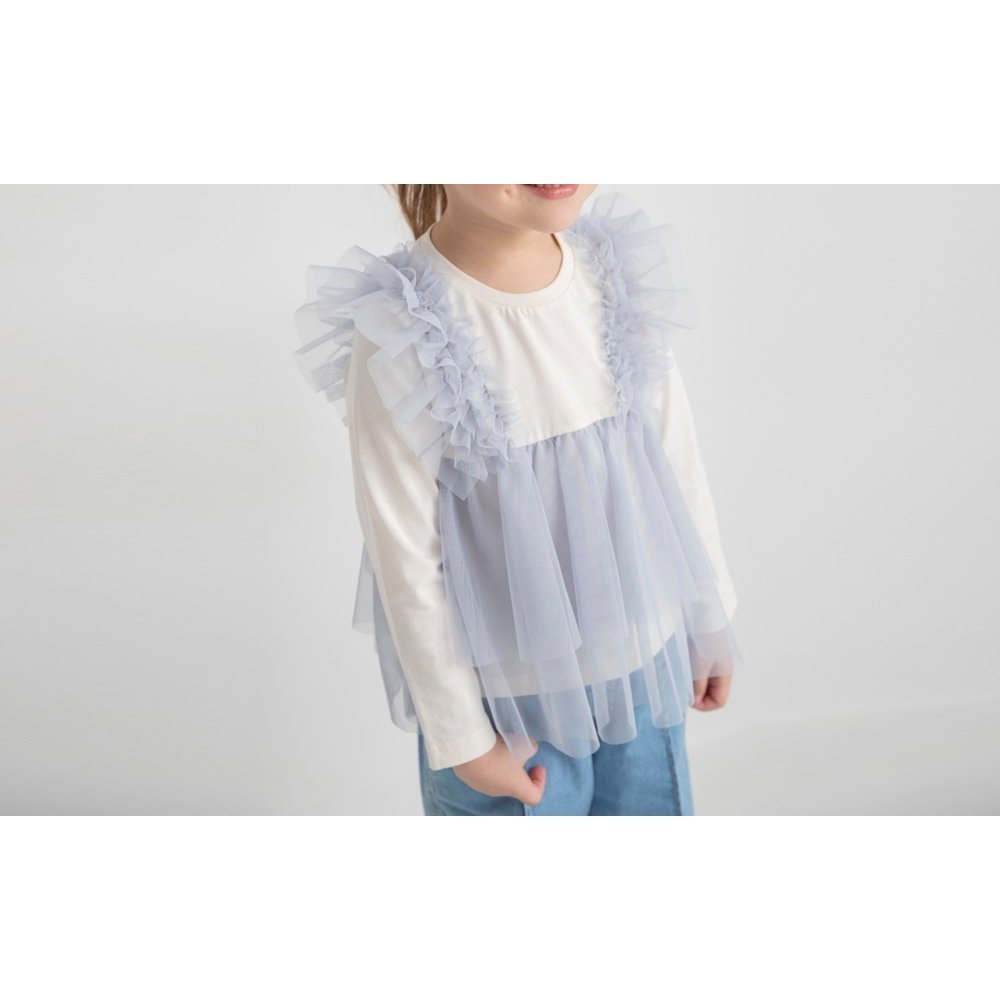 【ブランシェス/branshes / KIDS】のチュールレイヤード風長袖Tシャツ インテリア・キッズ・メンズ・レディースファッション・服の通販 founy(ファニー) 　ファッション　Fashion　キッズファッション　Fashion for Kids　おすすめ　Recommended / Our Picks　インナー　Innerwear　チュール　Tulip, Tulip Motif　ドッキング　Docking, Mixed Material　フリル　Frill, Ruffle　ベーシック　Basic, Essential　長袖　Long Sleeve, Full Sleeve　サックス|ID: prp329100004961179 ipo3291000000037222196