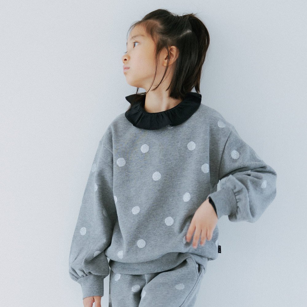 【ブランシェス/branshes / KIDS】の【WEB先行】【b.+A】金子綾/裏毛トレーナー インテリア・キッズ・メンズ・レディースファッション・服の通販 founy(ファニー) 　ファッション　Fashion　キッズファッション　Fashion for Kids　ギャザー　Gathered, Ruffled　チェック　Check, Plaid, Tartan　トレーナー　Sweatshirt, Trainer　ドット　Polka Dot, Dot Pattern　人気　Popular, Best Seller　ベーシック　Basic, Essential　92_グレー|ID: prp329100004961206 ipo3291000000037222331