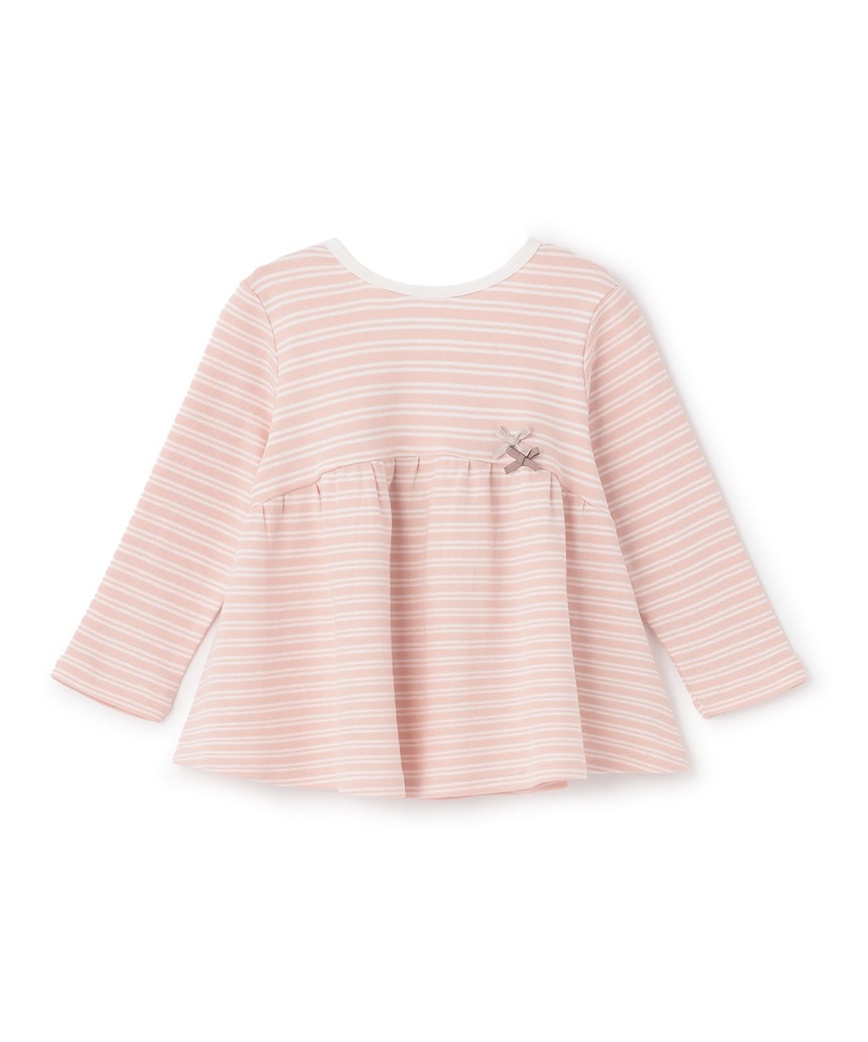 【ナルミヤ オンライン/NARUMIYA ONELINE / KIDS】の【オーガニック】ペプラム長袖Tシャツ インテリア・キッズ・メンズ・レディースファッション・服の通販 founy(ファニー) 　ファッション　Fashion　キッズファッション　Fashion for Kids　おすすめ　Recommended / Our Picks　オーガニック　Organic Cotton　ペプラム　Peplum, Flared Hem　ポケット　Pocket, Pocket Detail　リボン　Ribbon, Bow　長袖　Long Sleeve, Full Sleeve　ピーチ|ID: prp329100004961334 ipo3291000000037222937