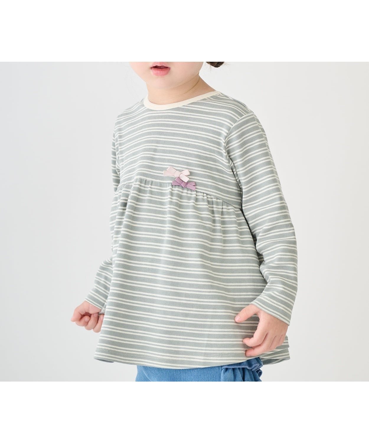 【ナルミヤ オンライン/NARUMIYA ONELINE / KIDS】の【オーガニック】ペプラム長袖Tシャツ インテリア・キッズ・メンズ・レディースファッション・服の通販 founy(ファニー) 　ファッション　Fashion　キッズファッション　Fashion for Kids　おすすめ　Recommended / Our Picks　オーガニック　Organic Cotton　ペプラム　Peplum, Flared Hem　ポケット　Pocket, Pocket Detail　リボン　Ribbon, Bow　長袖　Long Sleeve, Full Sleeve　モス グリーン|ID: prp329100004961334 ipo3291000000037222938