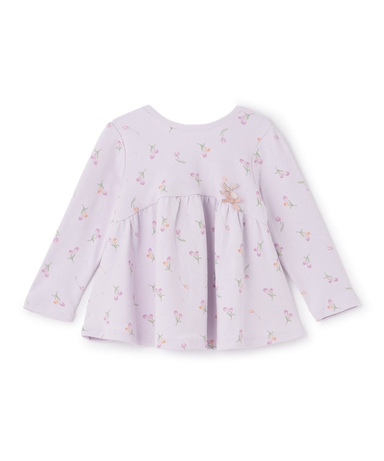 【ナルミヤ オンライン/NARUMIYA ONELINE / KIDS】の【オーガニック】ペプラム長袖Tシャツ インテリア・キッズ・メンズ・レディースファッション・服の通販 founy(ファニー) 　ファッション　Fashion　キッズファッション　Fashion for Kids　おすすめ　Recommended / Our Picks　オーガニック　Organic Cotton　ペプラム　Peplum, Flared Hem　ポケット　Pocket, Pocket Detail　リボン　Ribbon, Bow　長袖　Long Sleeve, Full Sleeve　ラベンダー|ID: prp329100004961334 ipo3291000000037222939