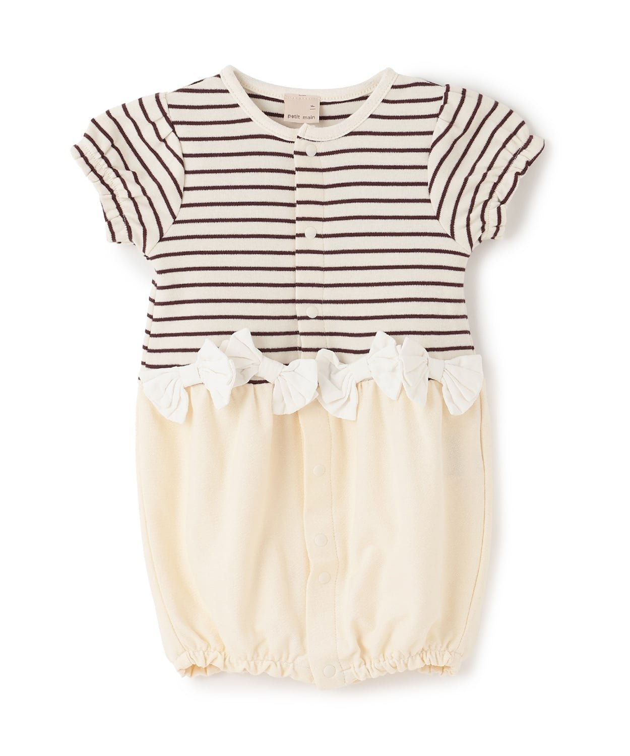 【ナルミヤ オンライン/NARUMIYA ONELINE / KIDS】のリボンつきボーダー切り替え2wayオール インテリア・キッズ・メンズ・レディースファッション・服の通販 founy(ファニー) 　ファッション　Fashion　キッズファッション　Fashion for Kids　ドレス　Dress, One-Piece　バランス　Balance, Style Balance　ボーダー　Border, Stripe　ポケット　Pocket, Pocket Detail　リボン　Ribbon, Bow　茶|ID: prp329100004961340 ipo3291000000037222967