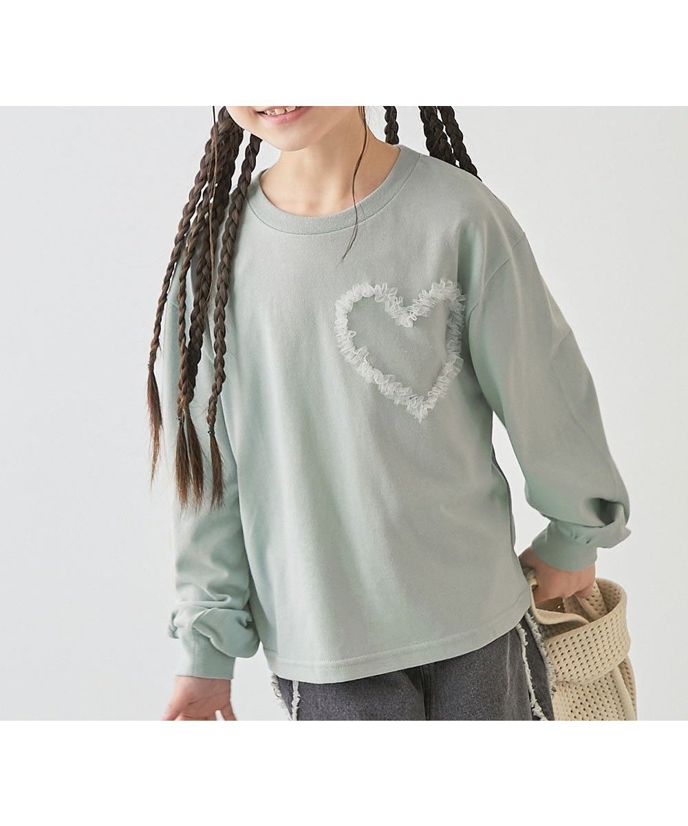 【デビロック/devirock / KIDS】のえらべるチュールモチーフ 長袖Tシャツ 子供服 キッズ 女の子 ロンT 26SS インテリア・キッズ・メンズ・レディースファッション・服の通販 founy(ファニー) 　ファッション　Fashion　キッズファッション　Fashion for Kids　チュール　Tulip, Tulip Motif　デニム　Denim, Jeans Material　長袖　Long Sleeve, Full Sleeve　ワイド　Wide, Wide Fit　おすすめ　Recommended / Our Picks　2026年　2026　2026春夏・S/S　Spring/Summer 2026 SS26　007-ハート-セージ|ID: prp329100004961464 ipo3291000000037223611
