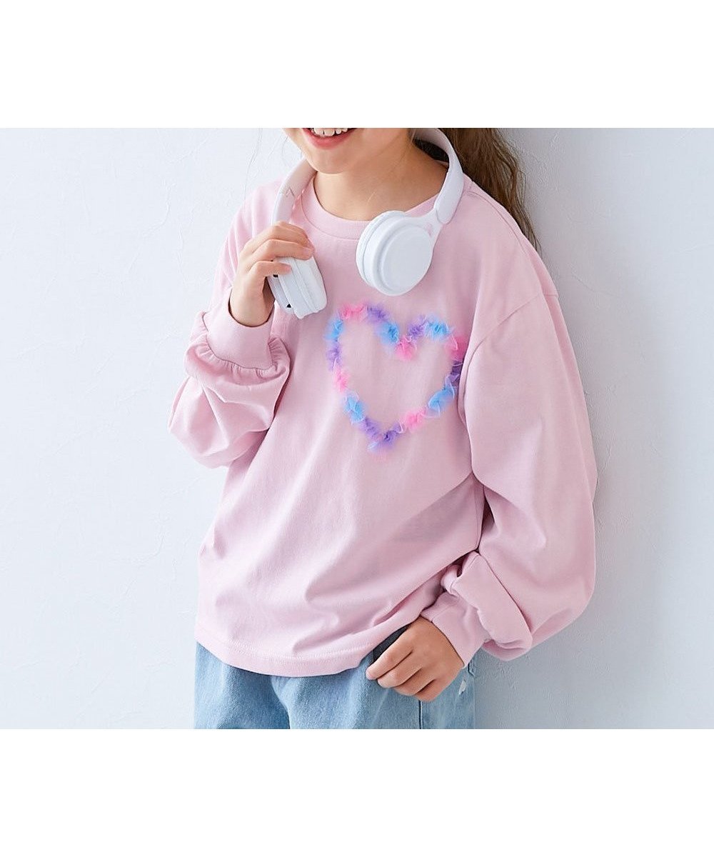 【デビロック/devirock / KIDS】のえらべるチュールモチーフ 長袖Tシャツ 子供服 キッズ 女の子 ロンT 26SS インテリア・キッズ・メンズ・レディースファッション・服の通販 founy(ファニー) 　ファッション　Fashion　キッズファッション　Fashion for Kids　チュール　Tulip, Tulip Motif　デニム　Denim, Jeans Material　長袖　Long Sleeve, Full Sleeve　ワイド　Wide, Wide Fit　おすすめ　Recommended / Our Picks　2026年　2026　2026春夏・S/S　Spring/Summer 2026 SS26　021-ハート-さくらピンク|ID: prp329100004961464 ipo3291000000037223618