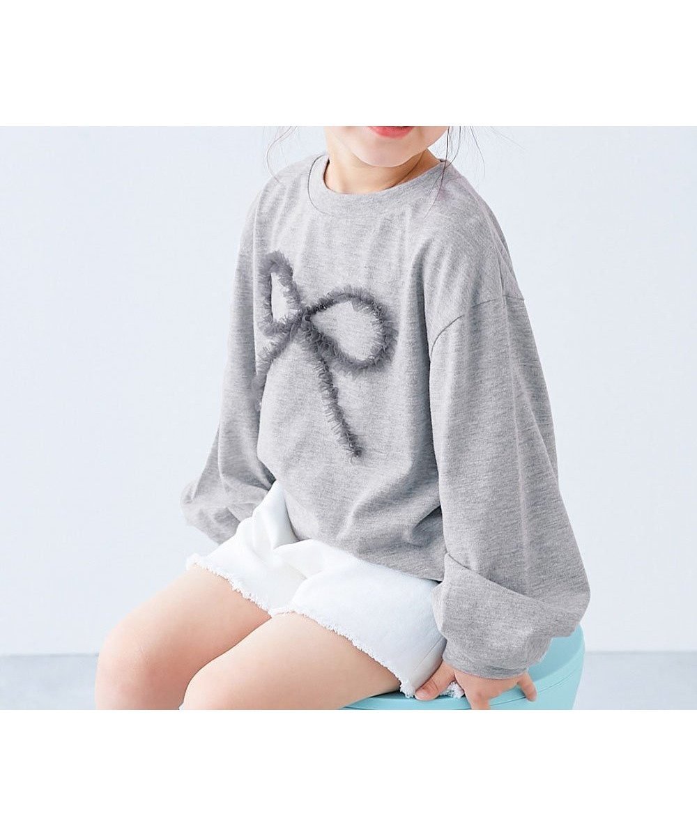 【デビロック/devirock / KIDS】のえらべるチュールモチーフ 長袖Tシャツ 子供服 キッズ 女の子 ロンT 26SS インテリア・キッズ・メンズ・レディースファッション・服の通販 founy(ファニー) 　ファッション　Fashion　キッズファッション　Fashion for Kids　チュール　Tulip, Tulip Motif　デニム　Denim, Jeans Material　長袖　Long Sleeve, Full Sleeve　ワイド　Wide, Wide Fit　おすすめ　Recommended / Our Picks　2026年　2026　2026春夏・S/S　Spring/Summer 2026 SS26　030-リボン-杢グレー|ID: prp329100004961464 ipo3291000000037223620