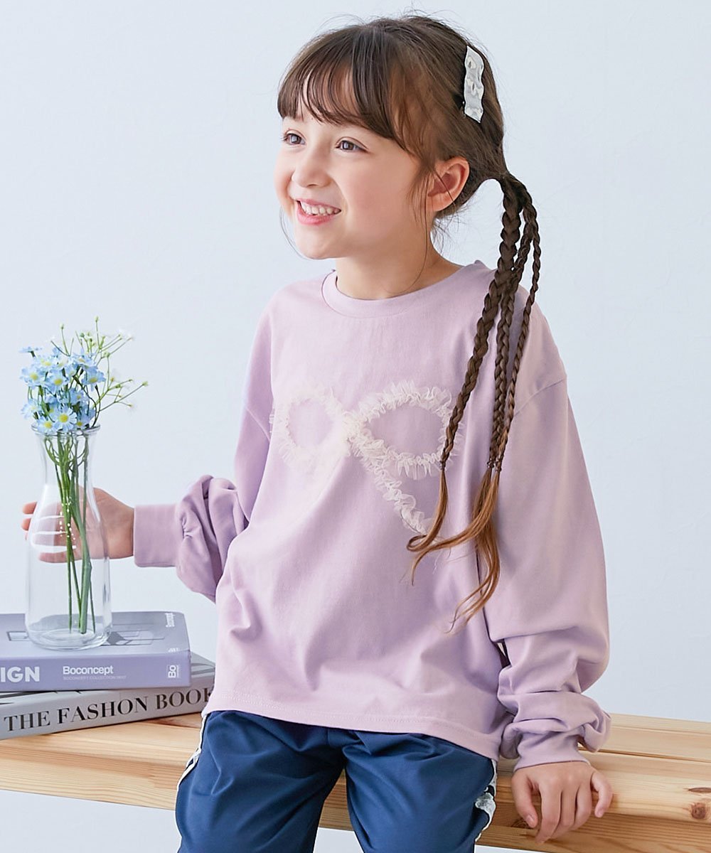 【デビロック/devirock / KIDS】のえらべるチュールモチーフ 長袖Tシャツ 子供服 キッズ 女の子 ロンT 26SS インテリア・キッズ・メンズ・レディースファッション・服の通販 founy(ファニー) 　ファッション　Fashion　キッズファッション　Fashion for Kids　チュール　Tulip, Tulip Motif　デニム　Denim, Jeans Material　長袖　Long Sleeve, Full Sleeve　ワイド　Wide, Wide Fit　おすすめ　Recommended / Our Picks　2026年　2026　2026春夏・S/S　Spring/Summer 2026 SS26　031-リボン-ライラック|ID: prp329100004961464 ipo3291000000037223622