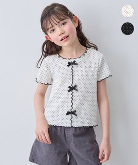 【エニー/ANY / KIDS】の【一部店舗/WEB先行販売アイテム】ドット×リボン 半袖Tシャツ 人気、トレンドファッション・服の通販 founy(ファニー) ファッション Fashion キッズファッション Fashion for Kids シンプル Simple, Minimal テレコ Ribbed, Rib Stitch トレンド Trend, Trending Now ドット Polka Dot, Dot Pattern ポケット Pocket, Pocket Detail リボン Ribbon, Bow 半袖 Short Sleeve, Half Sleeve |ID:prp329100004961574