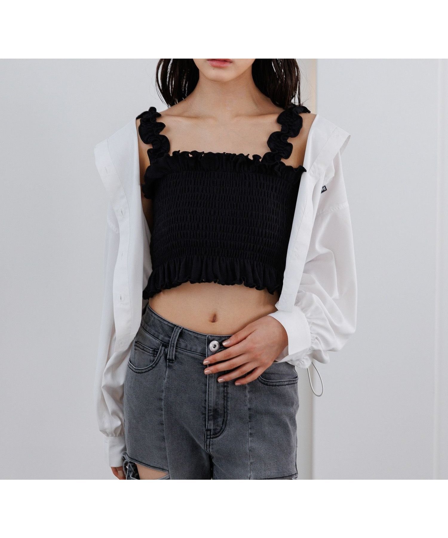 【レピピアルマリオ/repipi armario / KIDS】のシャーリングベアタンクトップ インテリア・キッズ・メンズ・レディースファッション・服の通販 founy(ファニー) 　ファッション　Fashion　キッズファッション　Fashion for Kids　おすすめ　Recommended / Our Picks　インナー　Innerwear　サロペット　Overalls, Salopette　シアー　Sheer, See-Through　シャーリング　Shirring, Ruched　タンク　Tank Top, Sleeveless Top　トレンド　Trend, Trending Now　ドット　Polka Dot, Dot Pattern　メッシュ　Mesh, Net Fabric　ロング　Long, Long-Length　定番　Standard, Basic Item　ブラック09|ID: prp329100004961577 ipo3291000000037224181