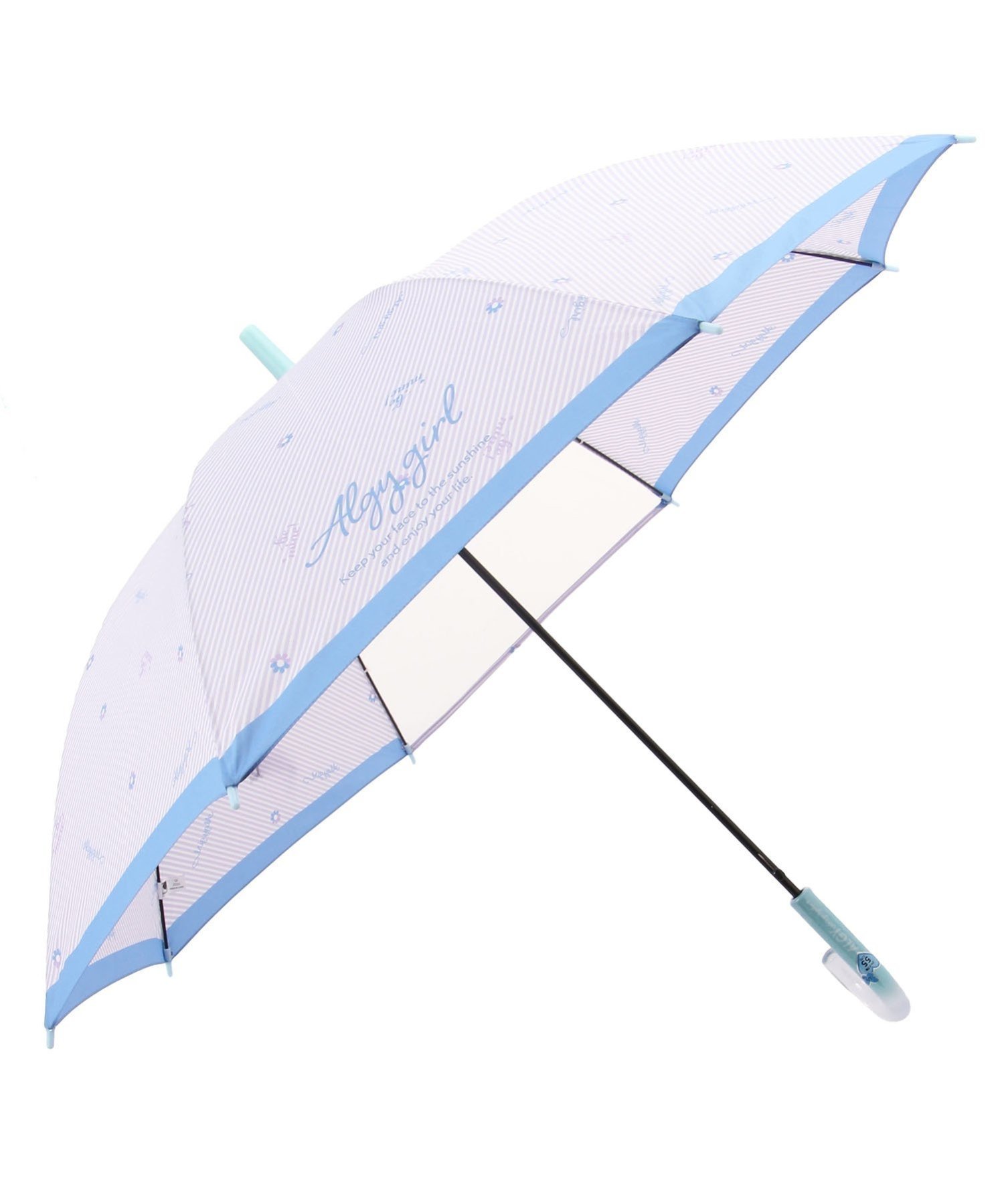 【ムーンバット/MOONBAT / KIDS】のALGY(アルジー) キッズ 雨傘 長傘 ワンタッチ ジャンプ傘 耐風 子ども傘 ストライプフラワー インテリア・キッズ・メンズ・レディースファッション・服の通販 founy(ファニー) 　ファッション　Fashion　キッズファッション　Fashion for Kids　ストライプ　Stripe, Striped Pattern　フラワー　Flower, Floral　ミックス　Mix, Mixed Style　モチーフ　Motif, Design Theme　傘　Umbrella, Parasol　入学式　Entrance Ceremony　ライトパープル|ID: prp329100004961608 ipo3291000000037224337