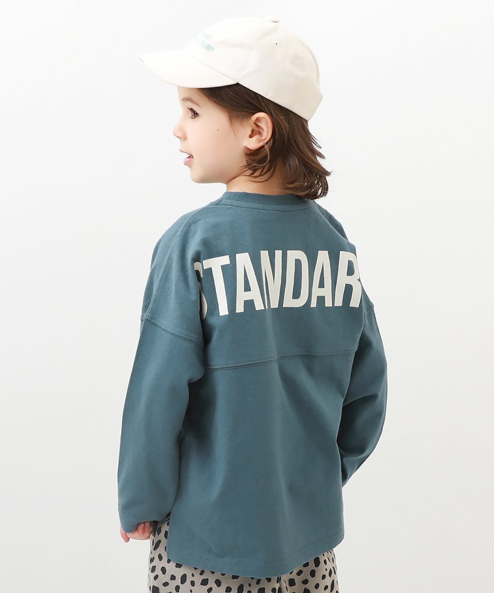 【デビロック/devirock / KIDS】のフットボール バックプリント 長袖Tシャツ トップス 長袖Tシャツ ロンT インテリア・キッズ・メンズ・レディースファッション・服の通販 founy(ファニー) 　ファッション　Fashion　キッズファッション　Fashion for Kids　トップス・カットソー　Cut & Sew Tops　キャップ　Cap, Baseball Cap　スニーカー　Sneakers, Trainers　長袖　Long Sleeve, Full Sleeve　プリント　Print, Printed Pattern　おすすめ　Recommended / Our Picks　004-ロゴ-ブルーグレー|ID: prp329100004961670 ipo3291000000037224657