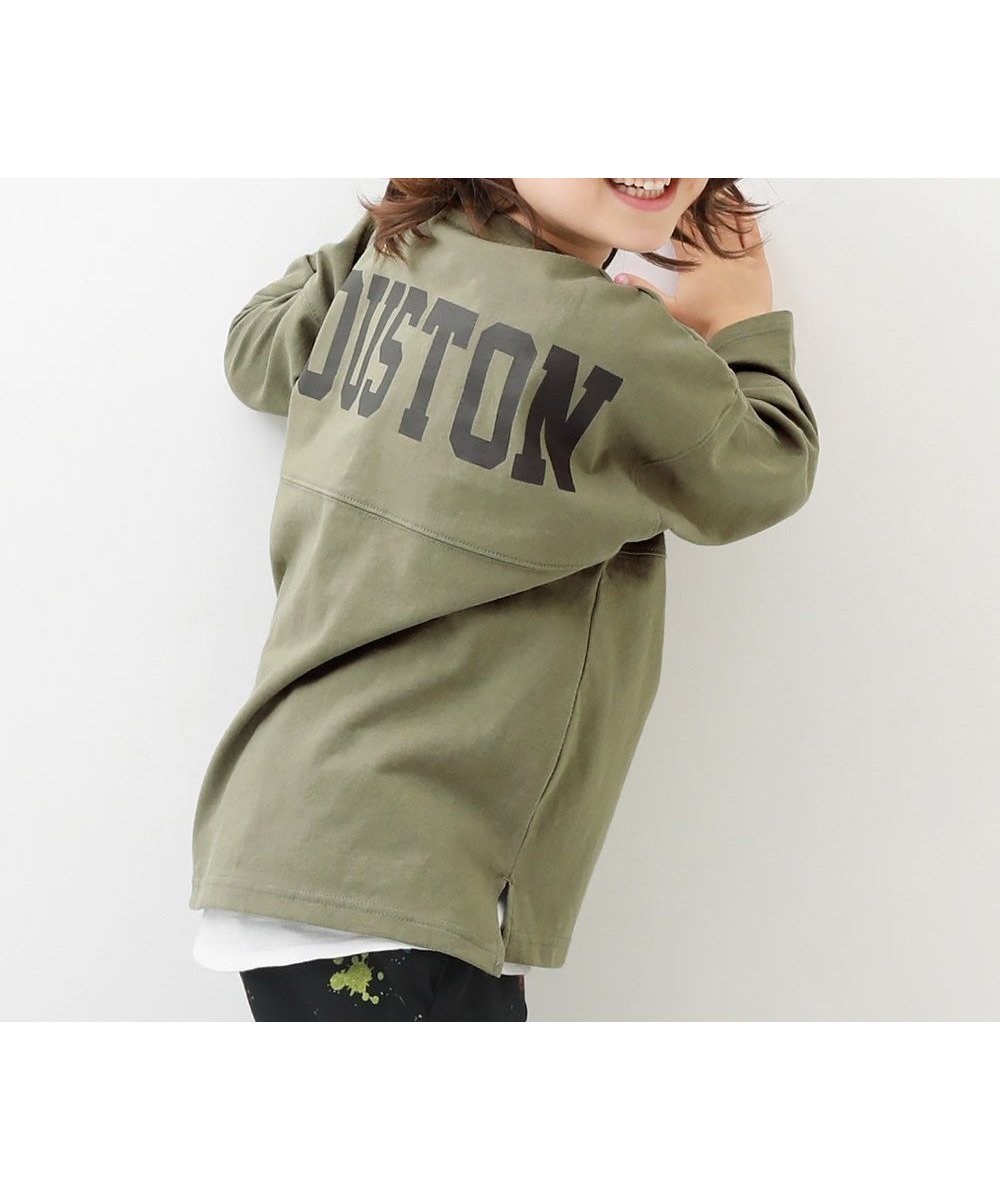 【デビロック/devirock / KIDS】のフットボール バックプリント 長袖Tシャツ トップス 長袖Tシャツ ロンT インテリア・キッズ・メンズ・レディースファッション・服の通販 founy(ファニー) 　ファッション　Fashion　キッズファッション　Fashion for Kids　トップス・カットソー　Cut & Sew Tops　キャップ　Cap, Baseball Cap　スニーカー　Sneakers, Trainers　長袖　Long Sleeve, Full Sleeve　プリント　Print, Printed Pattern　おすすめ　Recommended / Our Picks　006-ロゴ2-Lカーキ|ID: prp329100004961670 ipo3291000000037224660