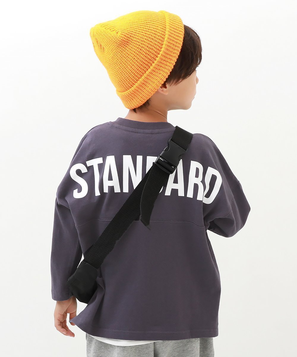 【デビロック/devirock / KIDS】のフットボール バックプリント 長袖Tシャツ トップス 長袖Tシャツ ロンT インテリア・キッズ・メンズ・レディースファッション・服の通販 founy(ファニー) 　ファッション　Fashion　キッズファッション　Fashion for Kids　トップス・カットソー　Cut & Sew Tops　キャップ　Cap, Baseball Cap　スニーカー　Sneakers, Trainers　長袖　Long Sleeve, Full Sleeve　プリント　Print, Printed Pattern　おすすめ　Recommended / Our Picks　008-ロゴ-パープルグレー|ID: prp329100004961670 ipo3291000000037224665