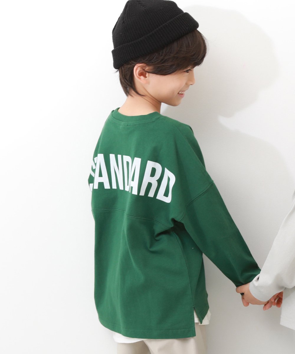 【デビロック/devirock / KIDS】のフットボール バックプリント 長袖Tシャツ トップス 長袖Tシャツ ロンT インテリア・キッズ・メンズ・レディースファッション・服の通販 founy(ファニー) 　ファッション　Fashion　キッズファッション　Fashion for Kids　トップス・カットソー　Cut & Sew Tops　キャップ　Cap, Baseball Cap　スニーカー　Sneakers, Trainers　長袖　Long Sleeve, Full Sleeve　プリント　Print, Printed Pattern　おすすめ　Recommended / Our Picks　010-ロゴ-ボトルグリーン|ID: prp329100004961670 ipo3291000000037224668