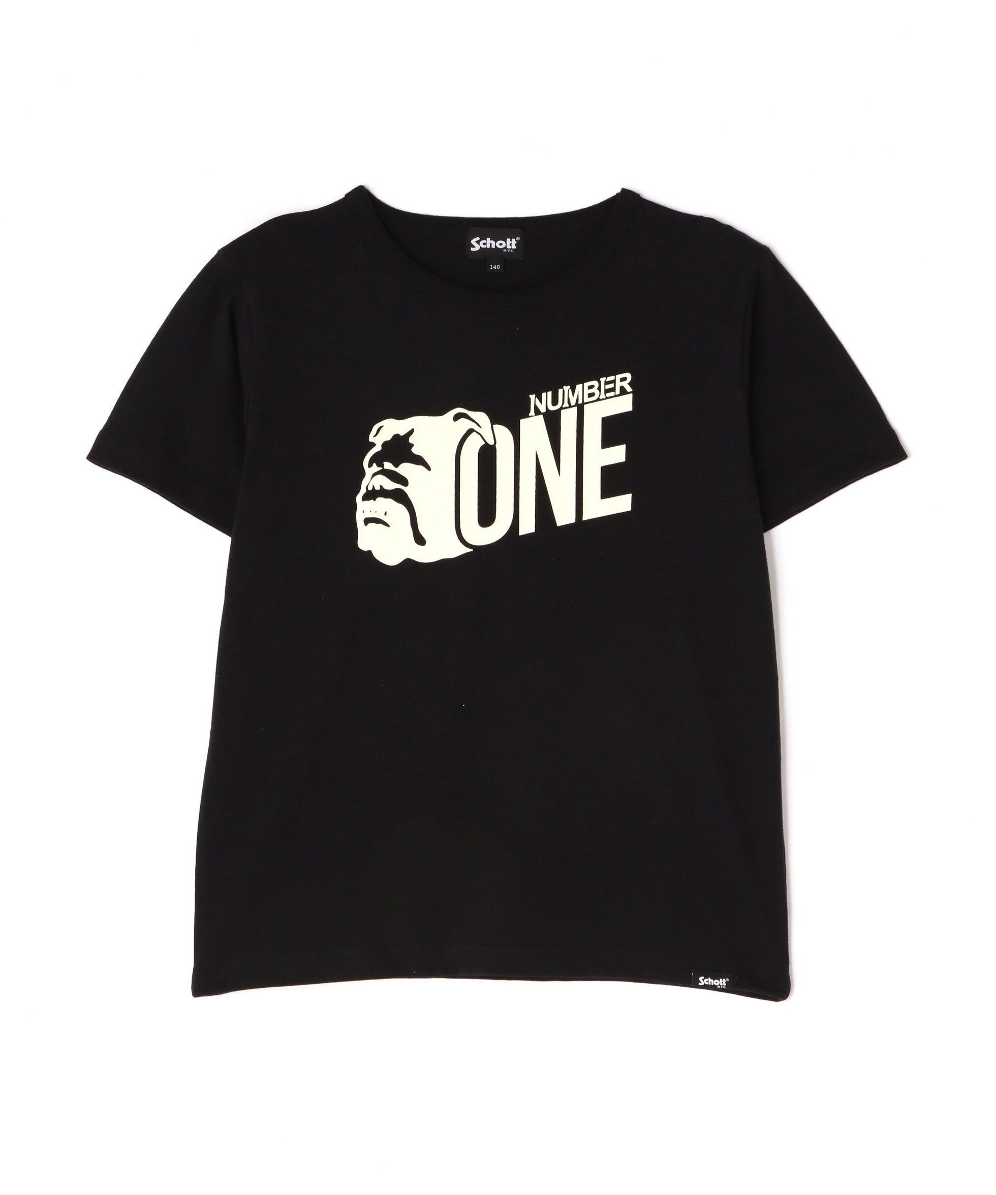 【ショット/SCHOTT / KIDS】の直営限定/KID S SS T-SHIRT NUMBER ONE /キッズ ティーシャツ ナンバーワン インテリア・キッズ・メンズ・レディースファッション・服の通販 founy(ファニー) 　ファッション　Fashion　キッズファッション　Fashion for Kids　ジャケット　Jacket, Outerwear　スタッズ　Studs, Metal Accents　定番　Standard, Basic Item　ニューヨーク　New York, NYC Style　人気　Popular, Best Seller　フロント　Front, Front Design　ライダース　Riders　ライダースジャケット　Riders, Biker Jacket　犬　Dog　ブラック|ID: prp329100004961695 ipo3291000000037224790