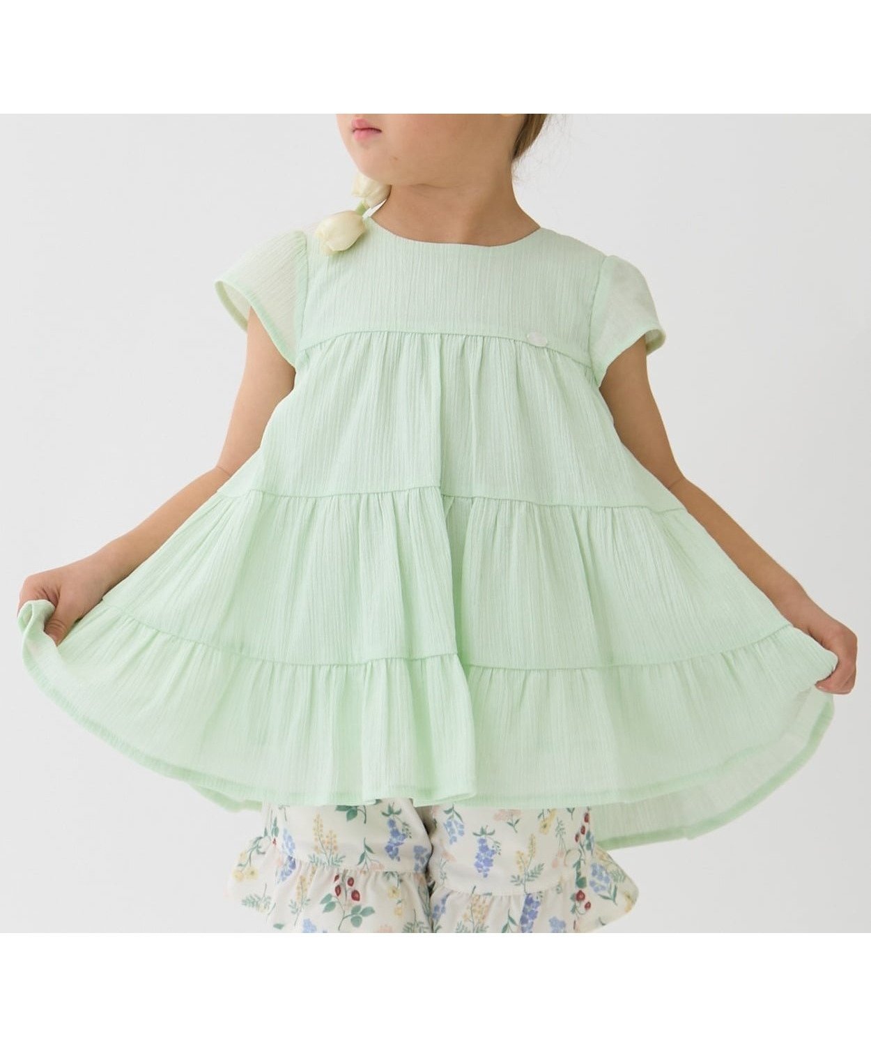 【ナルミヤ オンライン/NARUMIYA ONELINE / KIDS】の【スマイル/冷感/リンク】楊柳チュニック インテリア・キッズ・メンズ・レディースファッション・服の通販 founy(ファニー) 　ファッション　Fashion　キッズファッション　Fashion for Kids　イエロー　Yellow　チュニック　Tunic, Long Top　ラベンダー　Lavender　吸水　Absorbent, Quick-Dry　イエロー グリーン|ID: prp329100004961836 ipo3291000000037225575