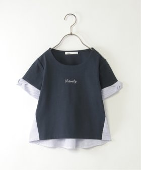 【イッカ/ikka / KIDS】の【親子コーデ】袖ツイスト切り替えロゴプルオーバー(120~160cm) 人気、トレンドファッション・服の通販 founy(ファニー) ファッション Fashion キッズファッション Fashion for Kids トップス・カットソー Cut & Sew Tops おすすめ Recommended / Our Picks カットソー Cut and Sewn Top コンビ Combo, Combination Style ストライプ Stripe, Striped Pattern ツイスト Tweed, Tweed Fabric ワンポイント One Point, Statement Accent |ID:prp329100004961841