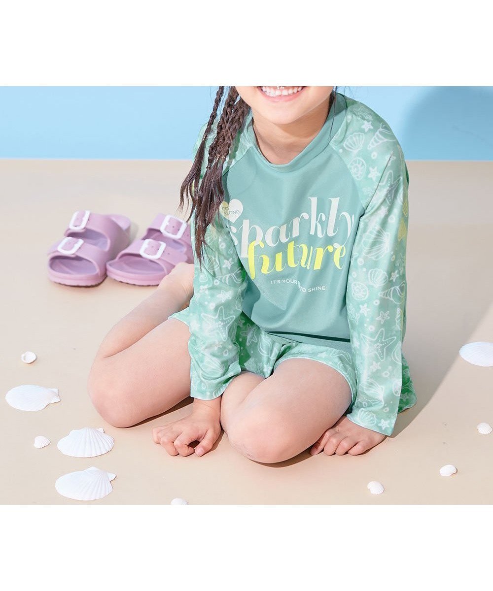 【デビロック/devirock / KIDS】の長袖・半袖が選べる インナー付き UVカット Tシャツ型セットアップ水着 子供服 26SS インテリア・キッズ・メンズ・レディースファッション・服の通販 founy(ファニー) 　ファッション　Fashion　キッズファッション　Fashion for Kids　インナー　Innerwear　ショート　Short, Short Length　ストレッチ　Stretch, Stretchy Fabric　セットアップ　Set-Up, Coordinated Outfit　長袖　Long Sleeve, Full Sleeve　フィット　Fit, Slim Fit　プリント　Print, Printed Pattern　半袖　Short Sleeve, Half Sleeve　水着　Swimsuit, Swimwear　おすすめ　Recommended / Our Picks　夏　Summer　2026年　2026　2026春夏・S/S　Spring/Summer 2026 SS26　034-長袖シェル-アイスミント|ID: prp329100004961892 ipo3291000000037225898