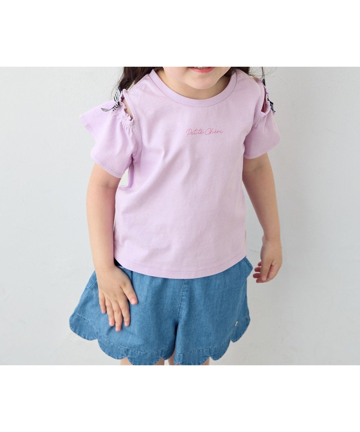 【エニー/ANY / KIDS】の【綿100%】オンオフショルダー Tシャツ インテリア・キッズ・メンズ・レディースファッション・服の通販 founy(ファニー) 　ファッション　Fashion　キッズファッション　Fashion for Kids　おすすめ　Recommended / Our Picks　プリント　Print, Printed Pattern　ポケット　Pocket, Pocket Detail　リボン　Ribbon, Bow　夏　Summer　ラベンダー[082]|ID: prp329100004961935 ipo3291000000037226185