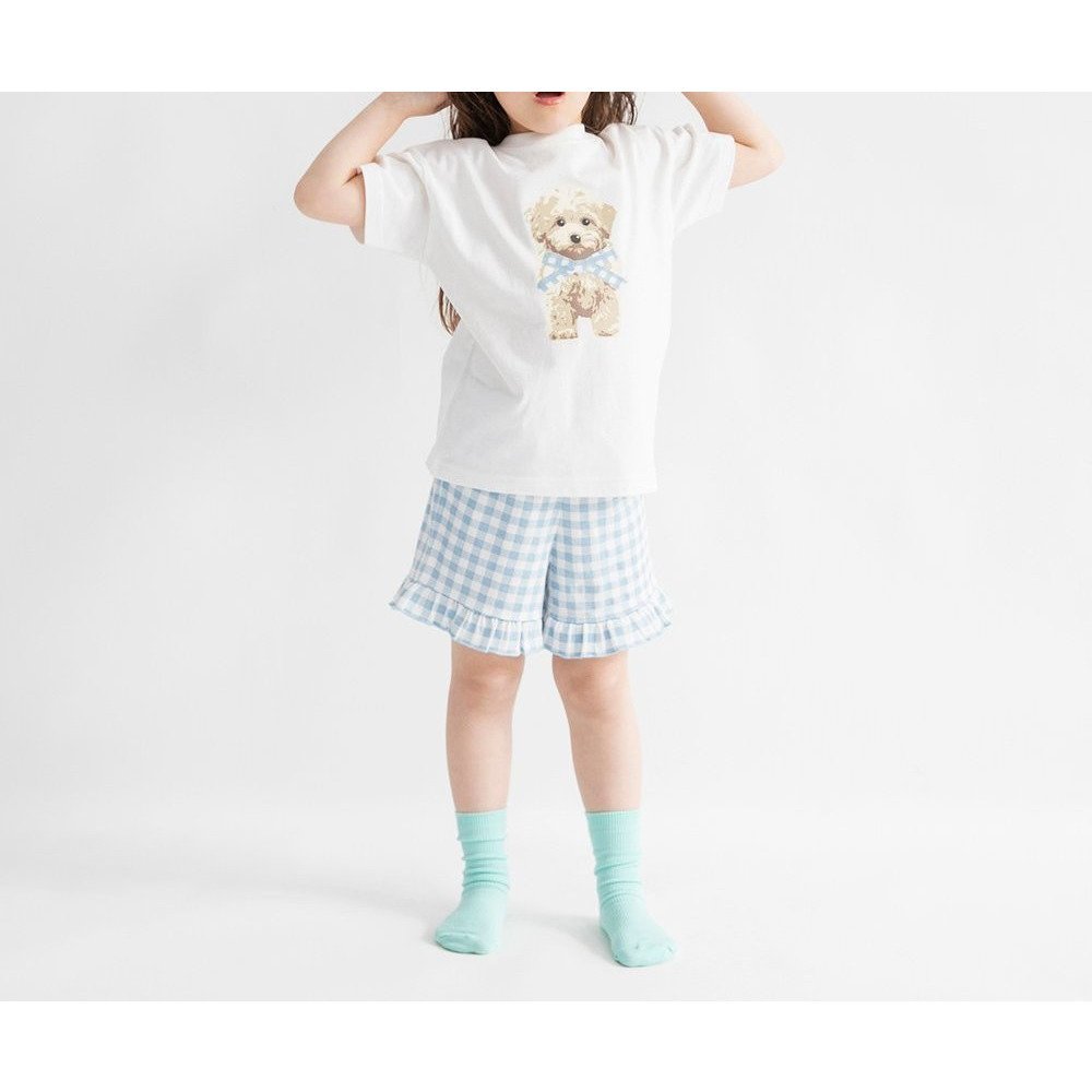 【ブランシェス/branshes / KIDS】の【WEB限定/DRC】ギンガムフリル半袖パジャマ インテリア・キッズ・メンズ・レディースファッション・服の通販 founy(ファニー) 　ファッション　Fashion　キッズファッション　Fashion for Kids　イラスト　Illustration　ギンガム　Gingham, Gingham Fabric　吸水　Absorbent, Quick-Dry　ショート　Short, Short Length　チェック　Check, Plaid, Tartan　パジャマ　Pajamas, Sleepwear　フリル　Frill, Ruffle　ボーイズ　Boyish, Boy Style　ポケット　Pocket, Pocket Detail　半袖　Short Sleeve, Half Sleeve　プチプライス・低価格　Affordable / Budget Price　夏　Summer　サックス|ID: prp329100004961966 ipo3291000000037226374