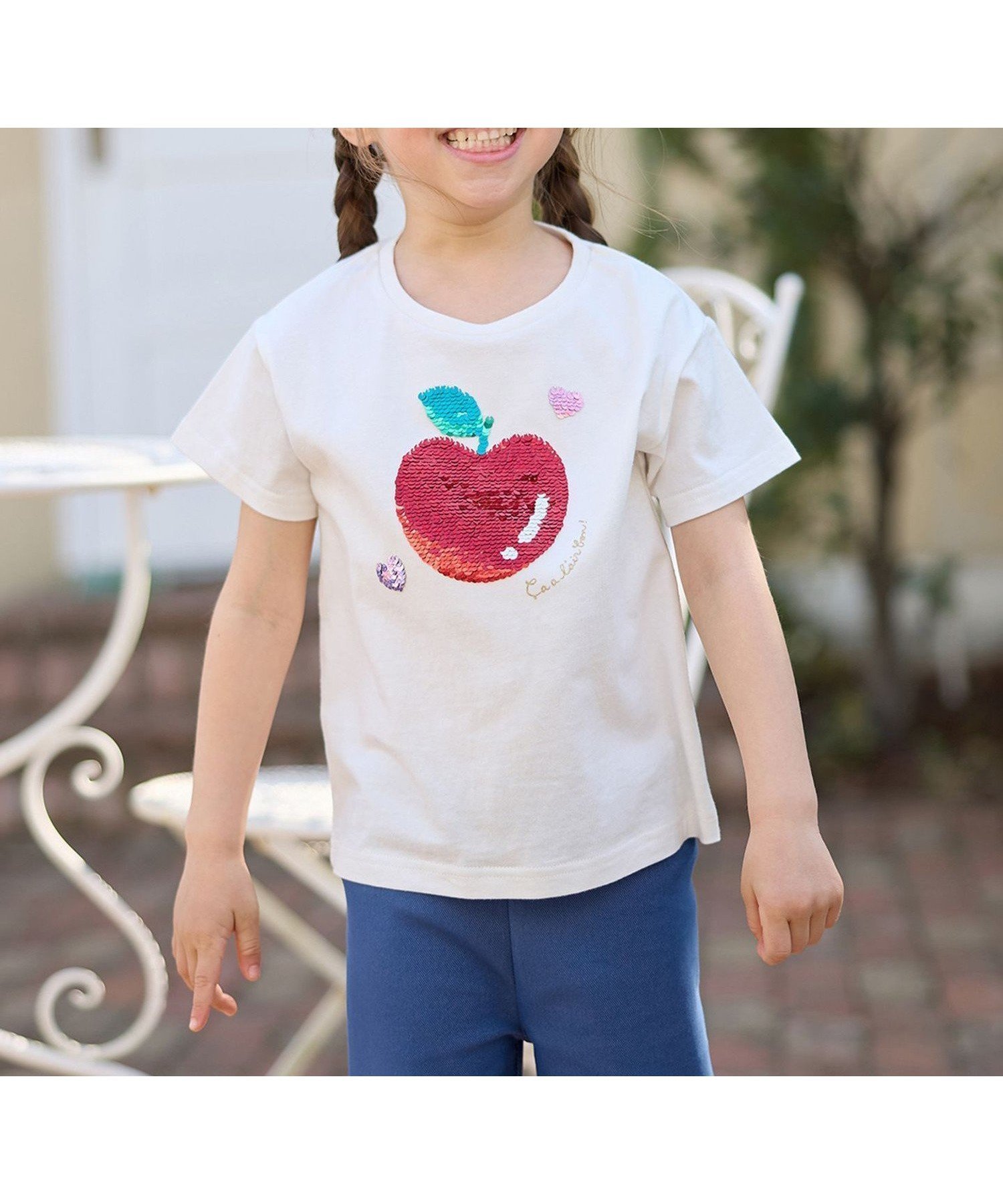 【エニー/ANY / KIDS】のミラクルスパンコールTシャツ インテリア・キッズ・メンズ・レディースファッション・服の通販 founy(ファニー) 　ファッション　Fashion　キッズファッション　Fashion for Kids　洗える　Machine Washable　スパンコール　Sequins, Sequin Embellishment　パターン　Pattern, Design Print　ポケット　Pocket, Pocket Detail　モチーフ　Motif, Design Theme　オフホワイト(りんご×レモ[001]|ID: prp329100004961970 ipo3291000000037226401