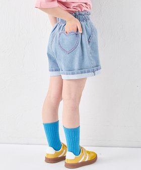【ペアマノン/pairmanon / KIDS】のガールズ ハイウエスト ハートポケット デニムショートパンツ 人気、トレンドファッション・服の通販 founy(ファニー) ファッション Fashion キッズファッション Fashion for Kids ボトムス Bottoms おすすめ Recommended / Our Picks デニム Denim, Jeans Material ポケット Pocket, Pocket Detail 楽ちん Easy Fit, Comfortable |ID:prp329100004961984