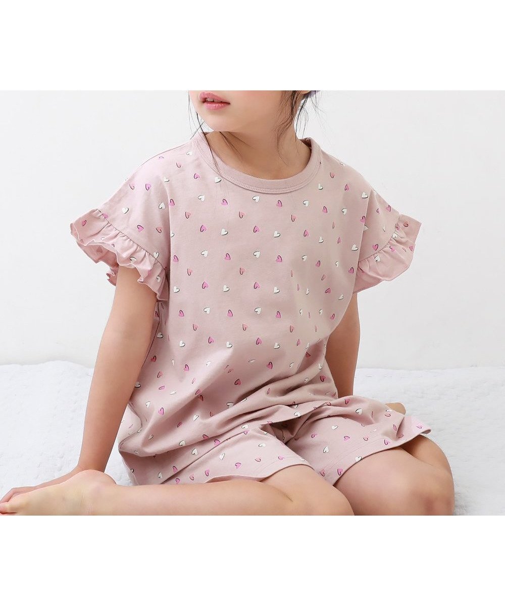 【デビロック/devirock / KIDS】の綿100% ガールズ フリル半袖パジャマ 子供服 キッズ 女の子 パジャマ 26SS インテリア・キッズ・メンズ・レディースファッション・服の通販 founy(ファニー) 　ファッション　Fashion　キッズファッション　Fashion for Kids　セットアップ　Set-Up, Coordinated Outfit　パジャマ　Pajamas, Sleepwear　フリル　Frill, Ruffle　半袖　Short Sleeve, Half Sleeve　おすすめ　Recommended / Our Picks　お家時間・ステイホーム　Stay Home / At Home　旅行　Travel　2026年　2026　2026春夏・S/S　Spring/Summer 2026 SS26　007-ハート-ピンク|ID: prp329100004961990 ipo3291000000037226501