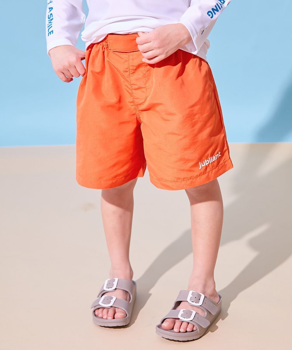 【デビロック/devirock / KIDS】のウエストがワンタッチで調整できる ネオンカラー UVカット サーフパンツ水着 26SS インテリア・キッズ・メンズ・レディースファッション・服の通販 founy(ファニー) 　ファッション　Fashion　キッズファッション　Fashion for Kids　なめらか　Smooth, Silky Texture　ネオン　Neon, Neon Color　ビーチ　Beach, Seaside　プリント　Print, Printed Pattern　水着　Swimsuit, Swimwear　夏　Summer　2026年　2026　2026春夏・S/S　Spring/Summer 2026 SS26　002-ロゴ-マンダリンオレンジ|ID: prp329100004962009 ipo3291000000037226615