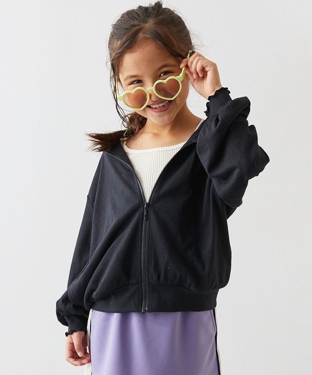 【デビロック/devirock / KIDS】のUVカット ドロップショルダーパーカー 子供服 キッズ 女の子 UVカット UV対策 26SS インテリア・キッズ・メンズ・レディースファッション・服の通販 founy(ファニー) 　ファッション　Fashion　キッズファッション　Fashion for Kids　カットソー　Cut and Sewn Top　バルーン　Balloon, Balloon Silhouette　おすすめ　Recommended / Our Picks　夏　Summer　2026年　2026　2026春夏・S/S　Spring/Summer 2026 SS26　007-ブラック|ID: prp329100004962016 ipo3291000000037226682
