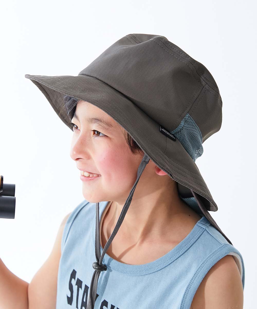 【デビロック/devirock / KIDS】の気化熱のチカラでひんやり 洗える 日よけ付き メッシュ切り替えハット 子供服 26SS インテリア・キッズ・メンズ・レディースファッション・服の通販 founy(ファニー) 　ファッション　Fashion　キッズファッション　Fashion for Kids　洗える　Machine Washable　ポケット　Pocket, Pocket Detail　メッシュ　Mesh, Net Fabric　水着　Swimsuit, Swimwear　2026年　2026　2026春夏・S/S　Spring/Summer 2026 SS26　004-チャコール|ID: prp329100004962018 ipo3291000000037226700