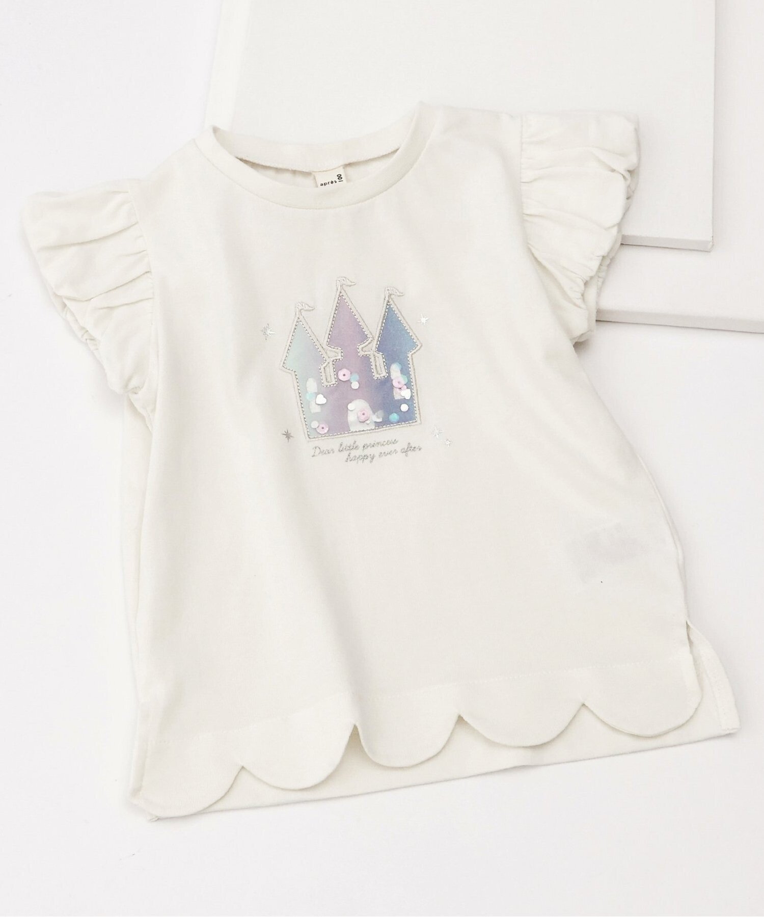 【エフオー オンラインストア/F.O.Online Store / KIDS】のモチーフスカラップTシャツ インテリア・キッズ・メンズ・レディースファッション・服の通販 founy(ファニー) 　ファッション　Fashion　キッズファッション　Fashion for Kids　スカラップ　Scallop, Scalloped Edge　モチーフ　Motif, Design Theme　半袖　Short Sleeve, Half Sleeve　アイボリー|ID: prp329100004962040 ipo3291000000037226791