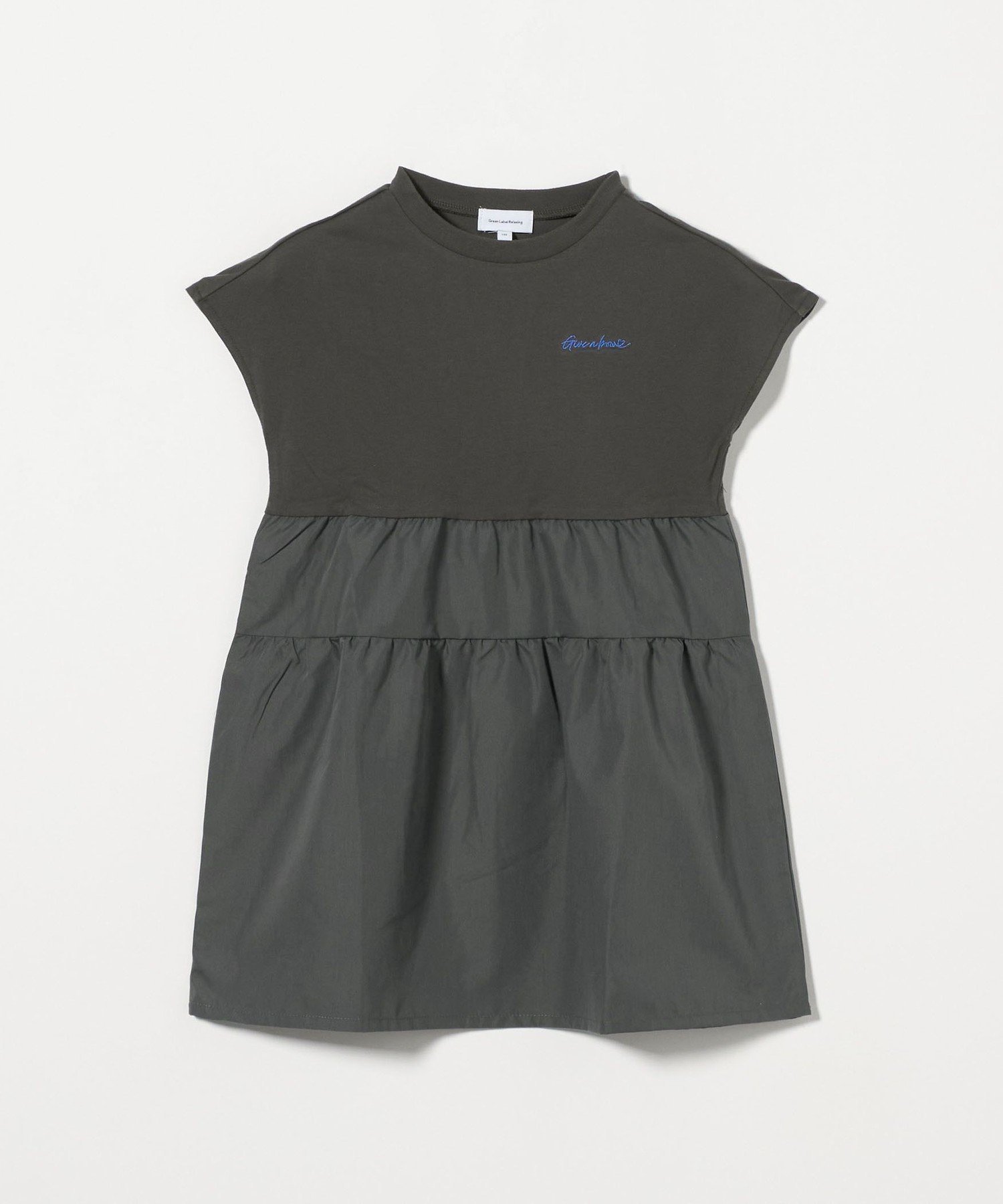 【ユナイテッドアローズ/UNITED ARROWS / KIDS】の天竺*布帛 プリント ワンピース / キッズ 100cm-130cm 人気、トレンドファッション・服の通販 founy(ファニー) 　ファッション　Fashion　キッズファッション　Fashion for Kids　ワンピース　Dresses　シューズ　Shoes, Footwear　ティアードスカート　Tiered Skirt, Flounced Skirt　ドッキング　Docking, Mixed Material　フロント　Front, Front Design　プリント　Print, Printed Pattern　モチーフ　Motif, Design Theme　無地　Plain, Solid Color　アウトレット　Outlet / Clearance　 other-1|ID: prp329100004962046 ipo3291000000037226812