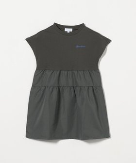【ユナイテッドアローズ/UNITED ARROWS / KIDS】の天竺*布帛 プリント ワンピース / キッズ 100cm-130cm 大人の最旬トレンドファッション＆コーディネート founy(ファウニー) ファッション Fashion キッズファッション Fashion for Kids ワンピース Dresses シューズ Shoes, Footwear ティアードスカート Tiered Skirt, Flounced Skirt ドッキング Docking, Mixed Material フロント Front, Front Design プリント Print, Printed Pattern モチーフ Motif, Design Theme 無地 Plain, Solid Color アウトレット Outlet / Clearance |ID:prp329100004962046